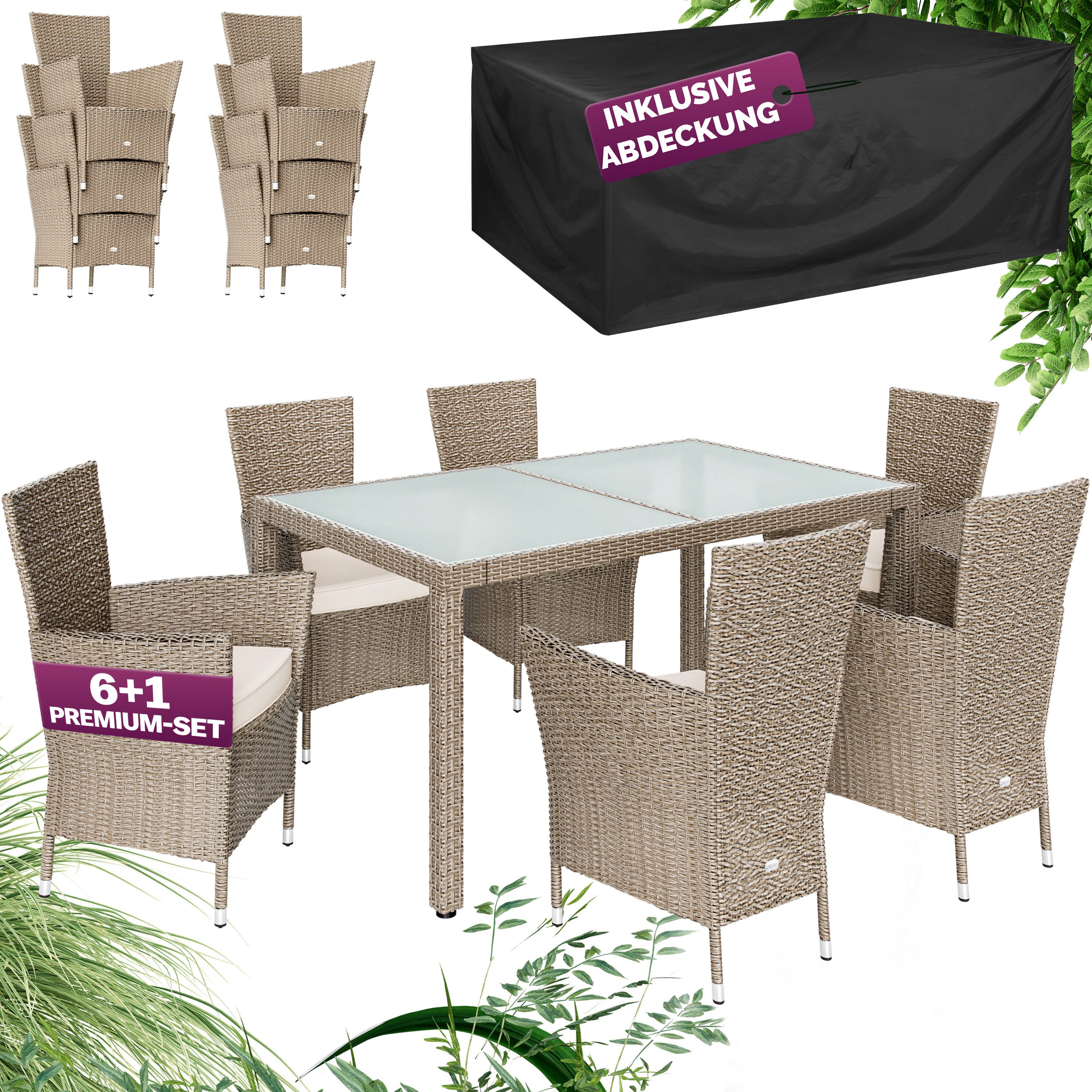 Casaria Garten-Essgruppe, 6 Personen Rattan inkl. günstig online kaufen