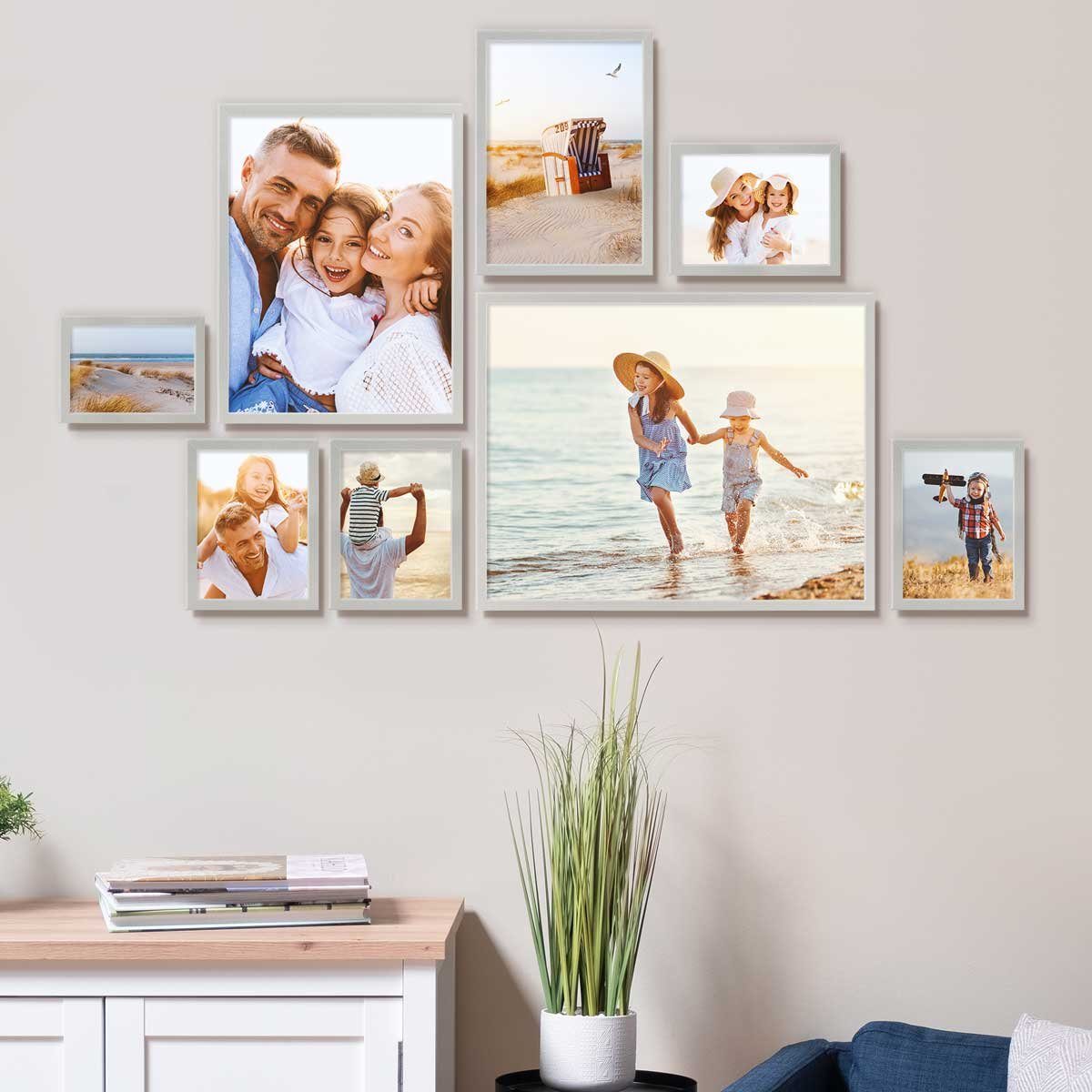 PHOTOLINI Bilderrahmen 8er Set bis 13x18 Schmal 40x50 cm Modern