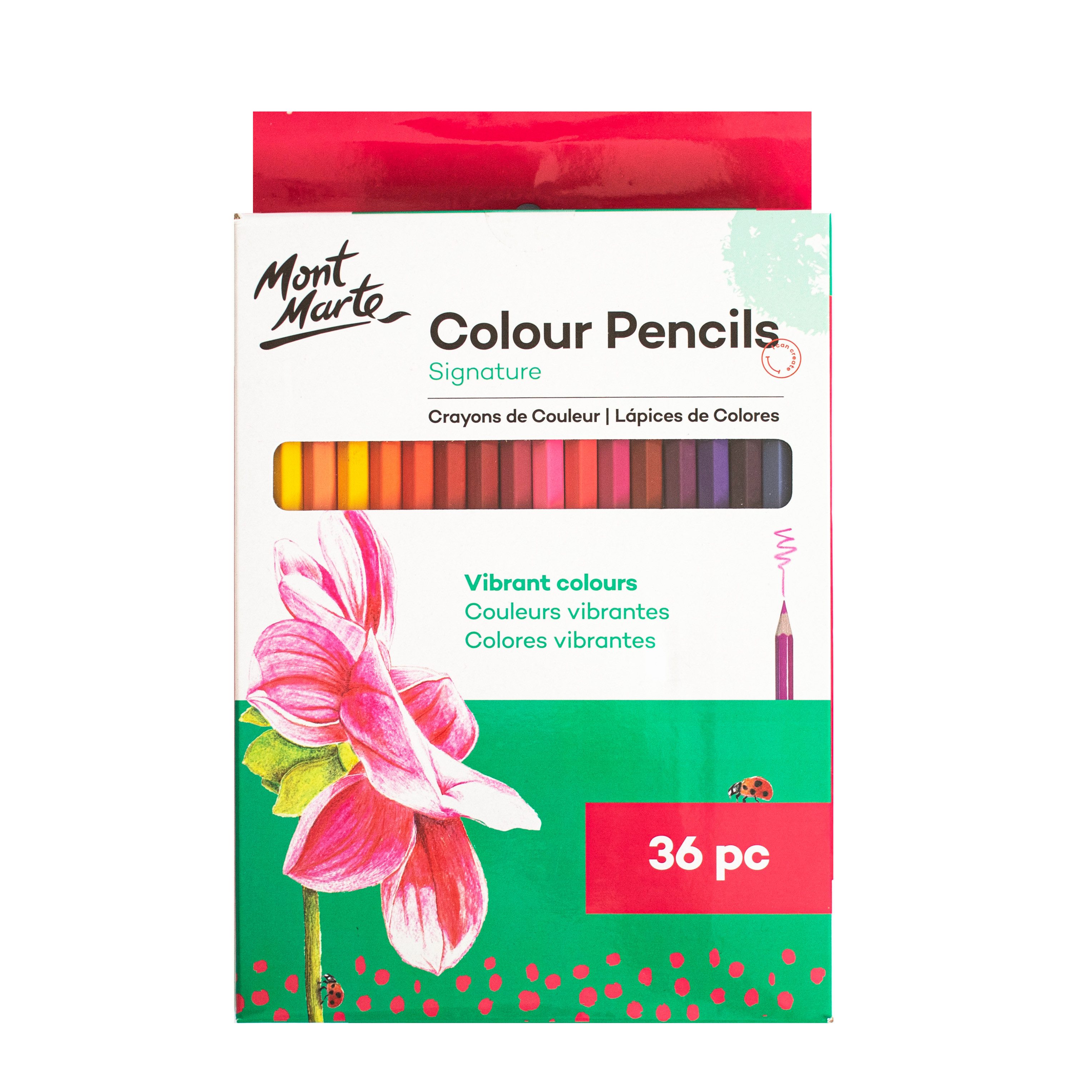 Mont Marte Buntstift SIGNATURE Buntstifte Set- 36 x lebhaften Buntstiften,leuchtende Farben, - Perfekte Wahl für Zeichnen, Ausmalen und lebendige Kunstwerke