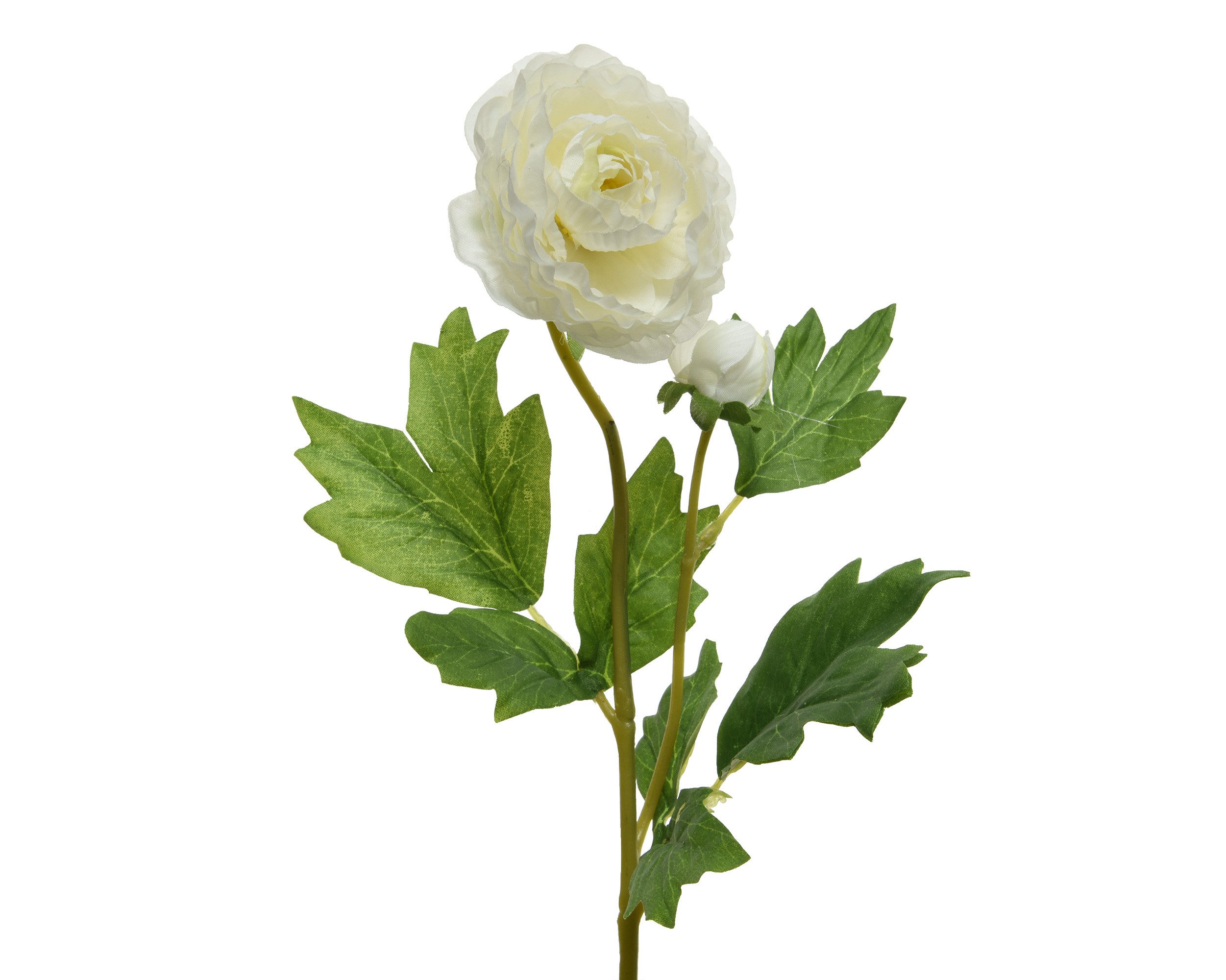 Kunstblume, Decoris season decorations, Ranunkel künstlich mit Stiel 57cm Polyester - Weiß