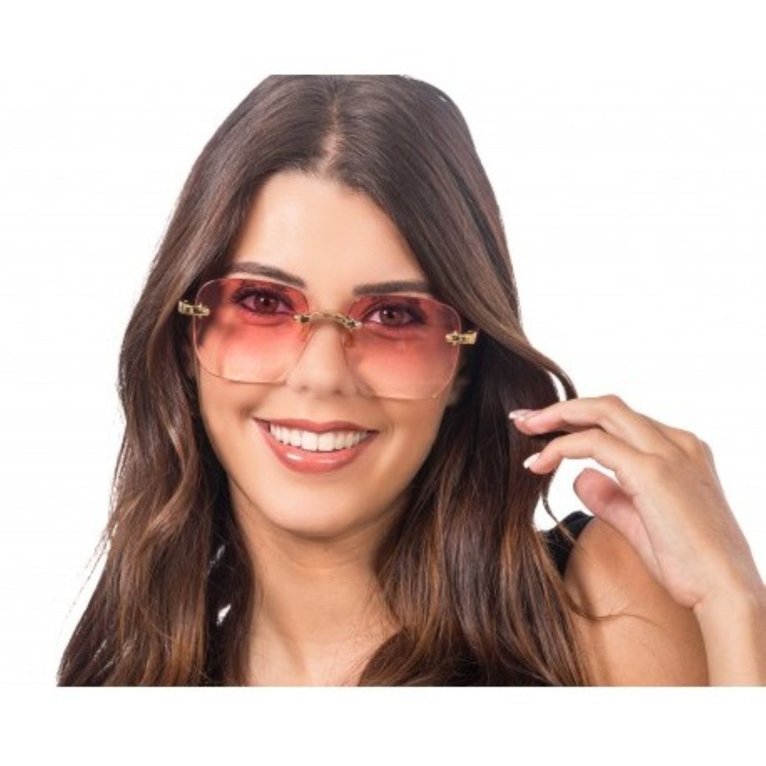 CHAKS Verkleidungsmaske Brille ohne Rahmen, Rosa Partybrille mit Verlaufs günstig online kaufen