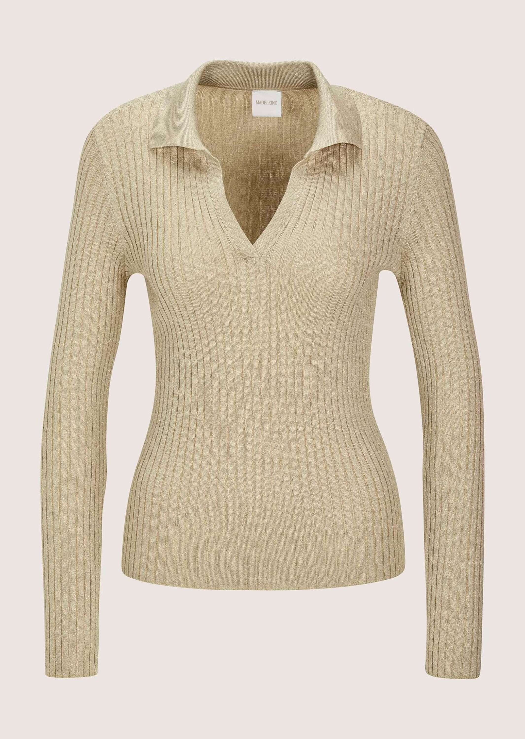 Strickpullover Glanzpullover mit Polokragen