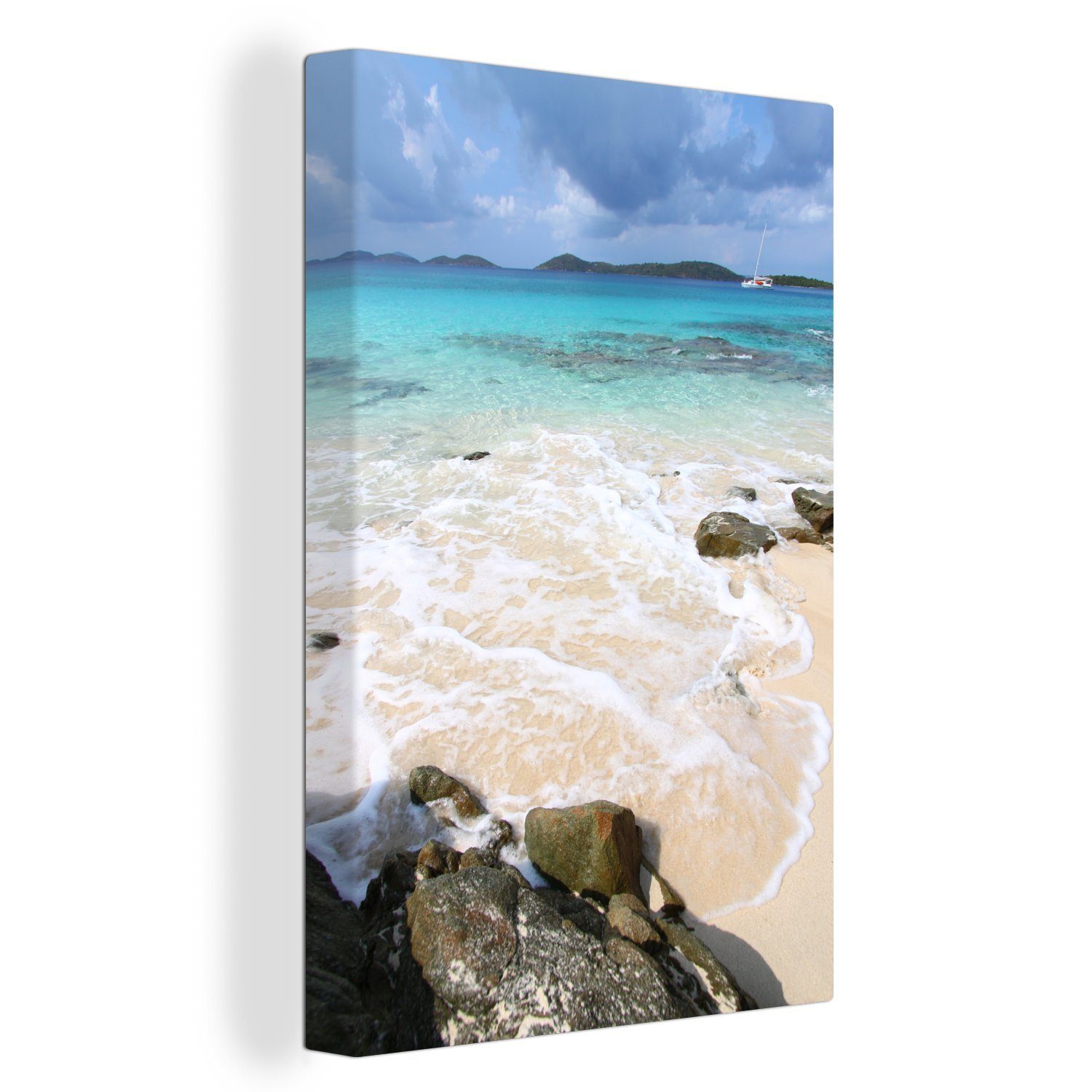 OneMillionCanvasses® Leinwandbild Die dunklen Inseln am Horizont des Virgin Islands National Park, (1 St), Leinwandbild fertig bespannt inkl. Zackenaufhänger, Gemälde, 20x30 cm