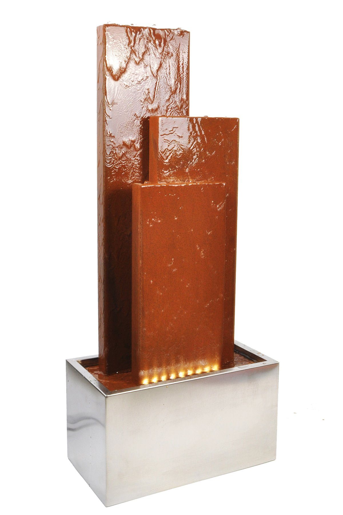 Köhko Gartenbrunnen Chile 104 cm mit LED, Wand aus Cortenstahl u. Edelstahl Gartenbrunnen