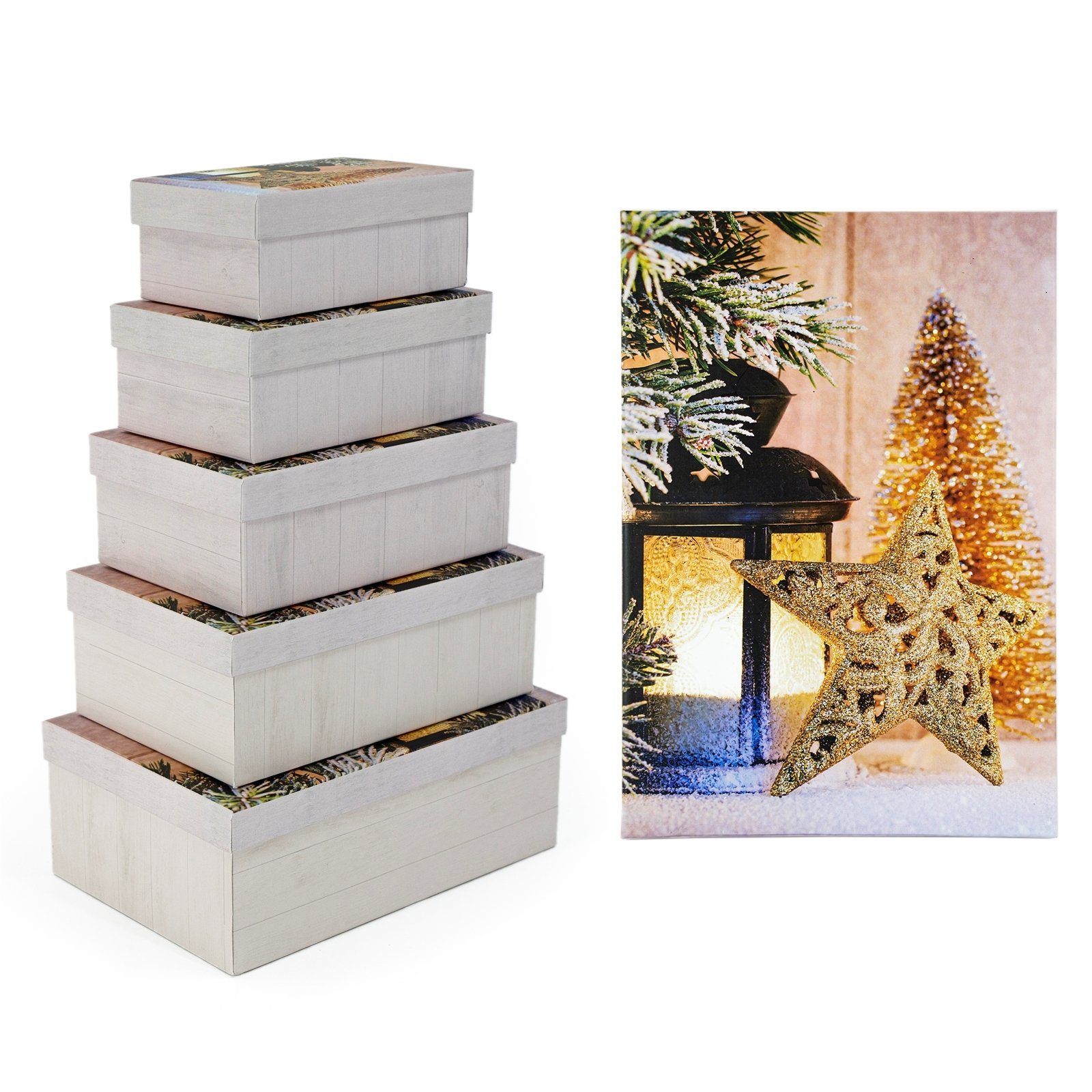 HTI-Living Aufbewahrungsbox Geschenkkarton Set mit 5 verschiedenen Größen (5 St., 1 Kartonage Set)
