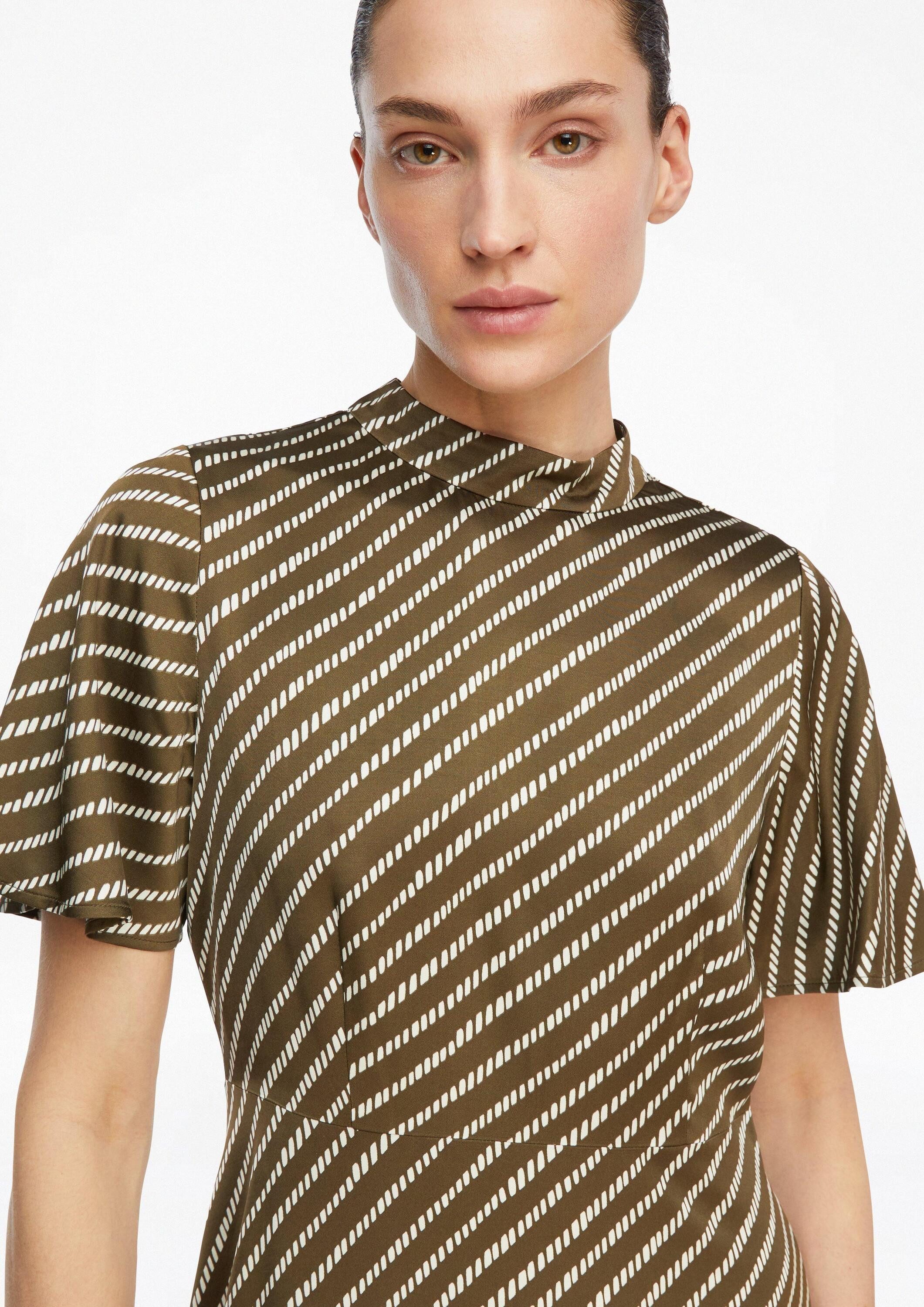 comma Midikleid Kleid Gemustertes Satinkleid in Midilänge