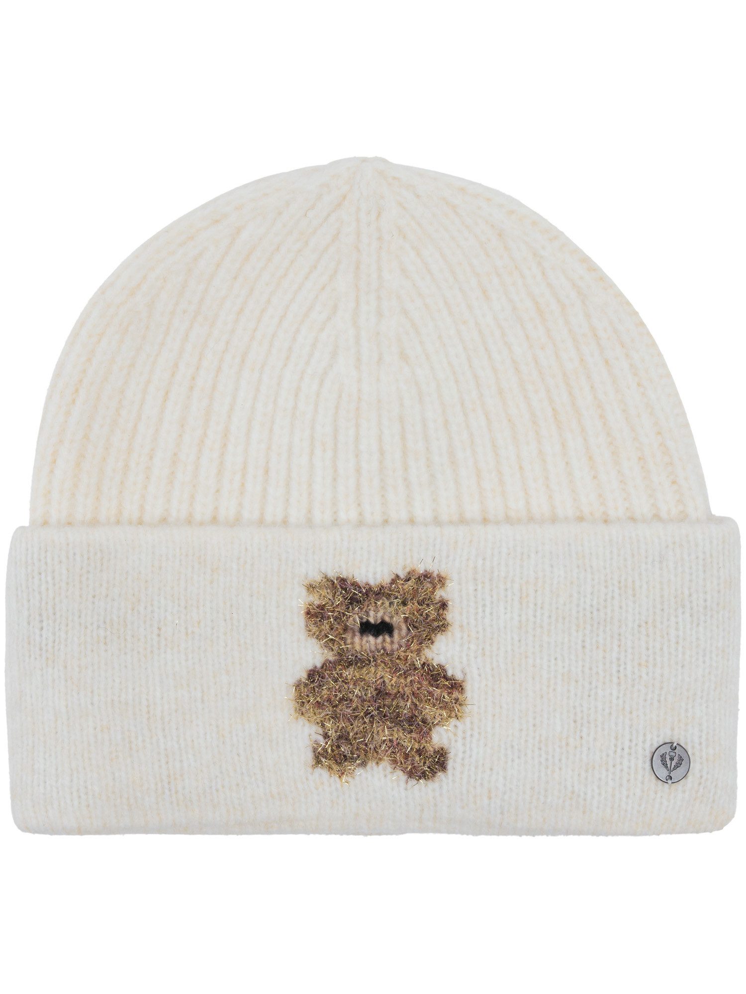 Fraas Strickmütze Strickmütze mit golden glitzerndem Teddy