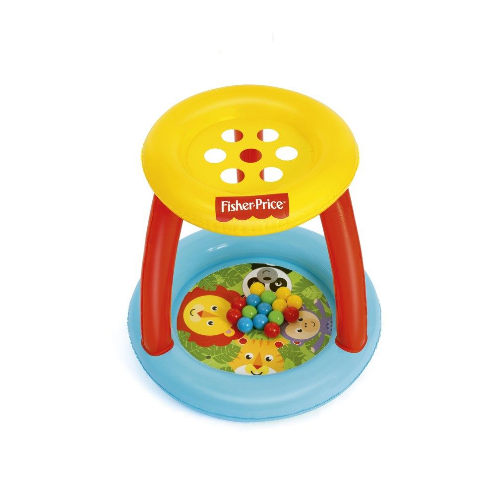 BESTWAY Planschbecken Bällebad Spielbecken Kinderbecken, (Spar-Set, 1-tlg., 89 x 89 x 84 cm bunt), Dach, 15 Bälle, aufblasbarer Boden, Reparaturflicken
