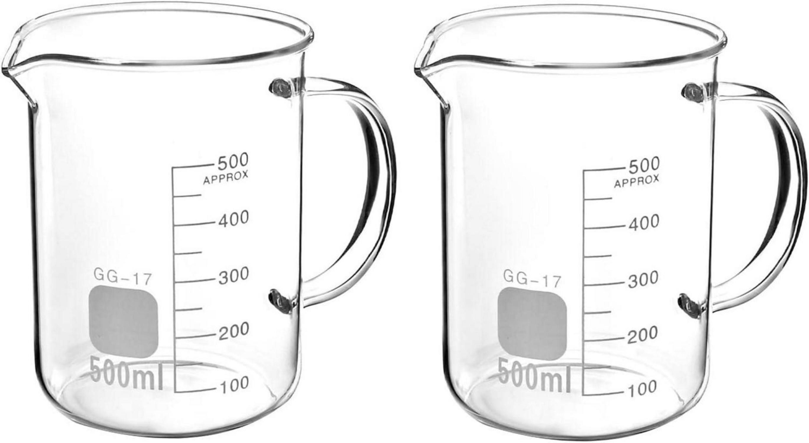 Glas Messbecher Borosilikatglas 500 ml transparent Skala Lab Qualität