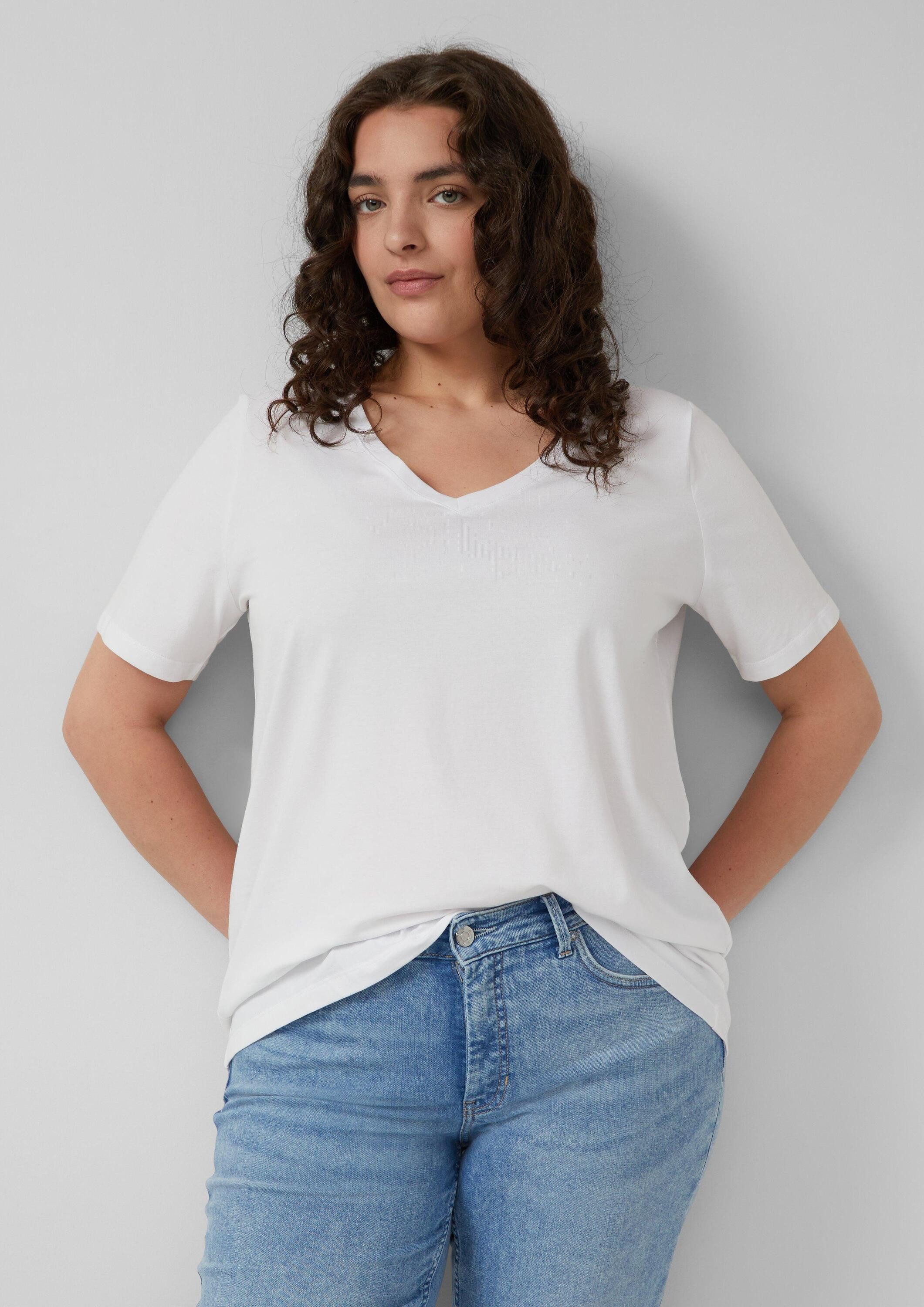 s.Oliver Kurzarmshirt T-Shirt Basic T-Shirt mit V-Ausschnitt