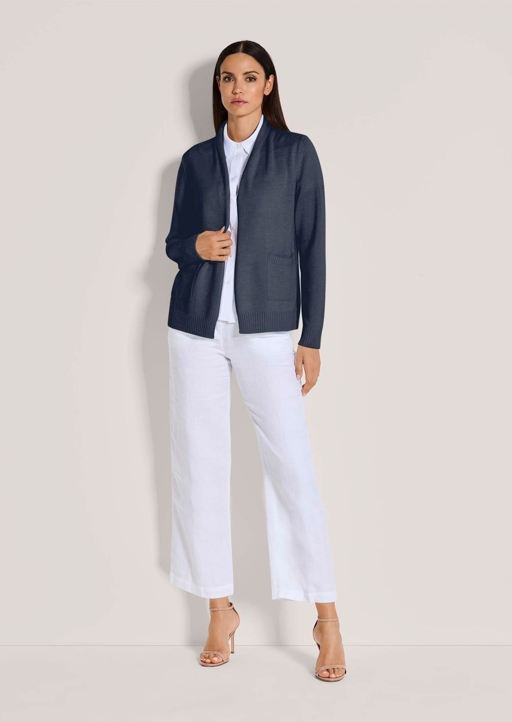 MADELEINE Strickjacke Langarm Cardigan mit Schalkragen, Kaschmir Lässige Form ohne Verschluss, hochwertige Wolle