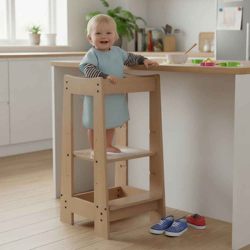 etc-shop Haltegriff, Lernturm Küchenhelfer für Kinder Holz Kinderschemel Tritthocker 3