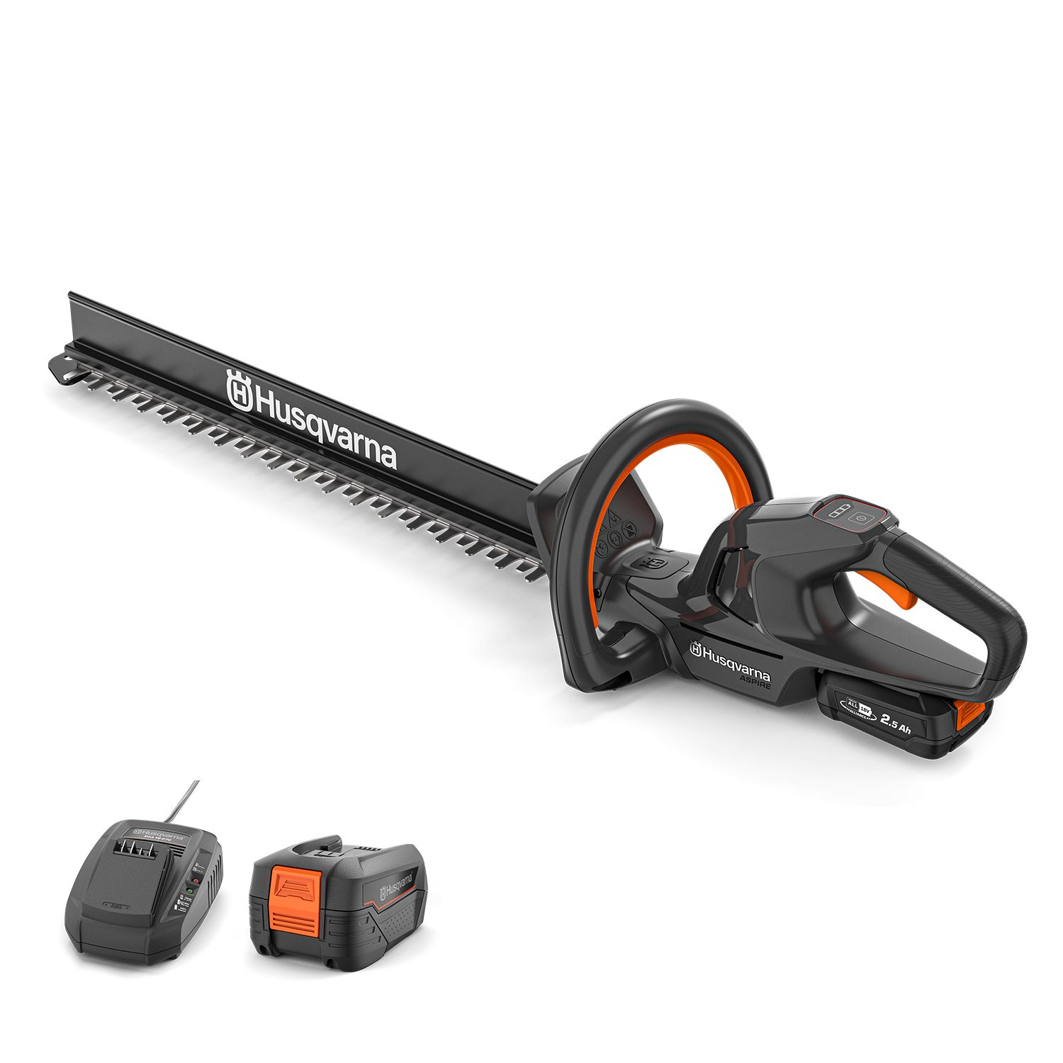 Husqvarna Akku-Heckenschere Aspire H50-P4A, 50 cm Schwert, Aststärke bis 23 mm, inkl. Schnittgutsammler