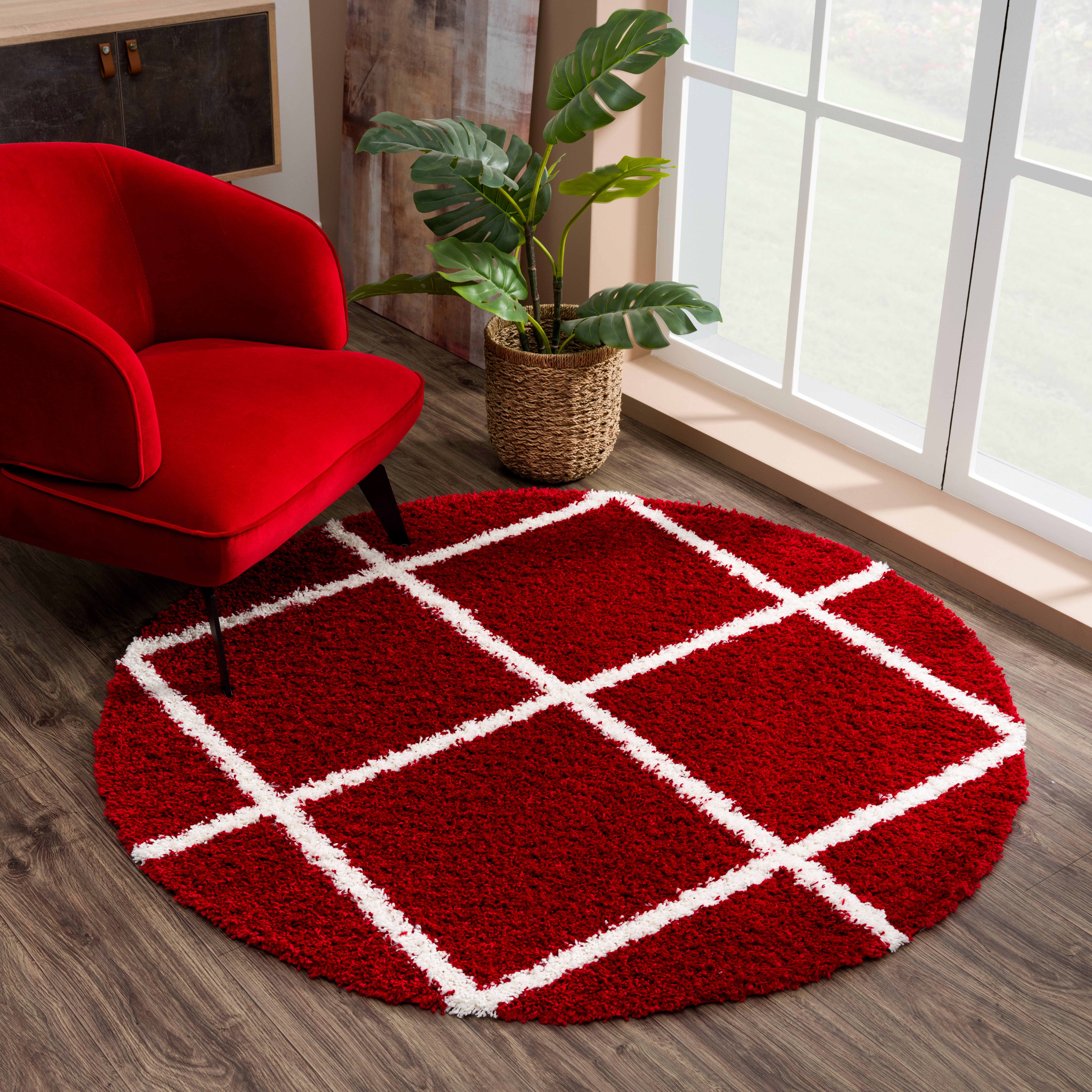 Sanat Hochflor-Teppich Madrid 1, auch in Rund erhältlich, rund, Höhe: 30 mm, Wohnzimmer, Langflor, Shaggy Teppich