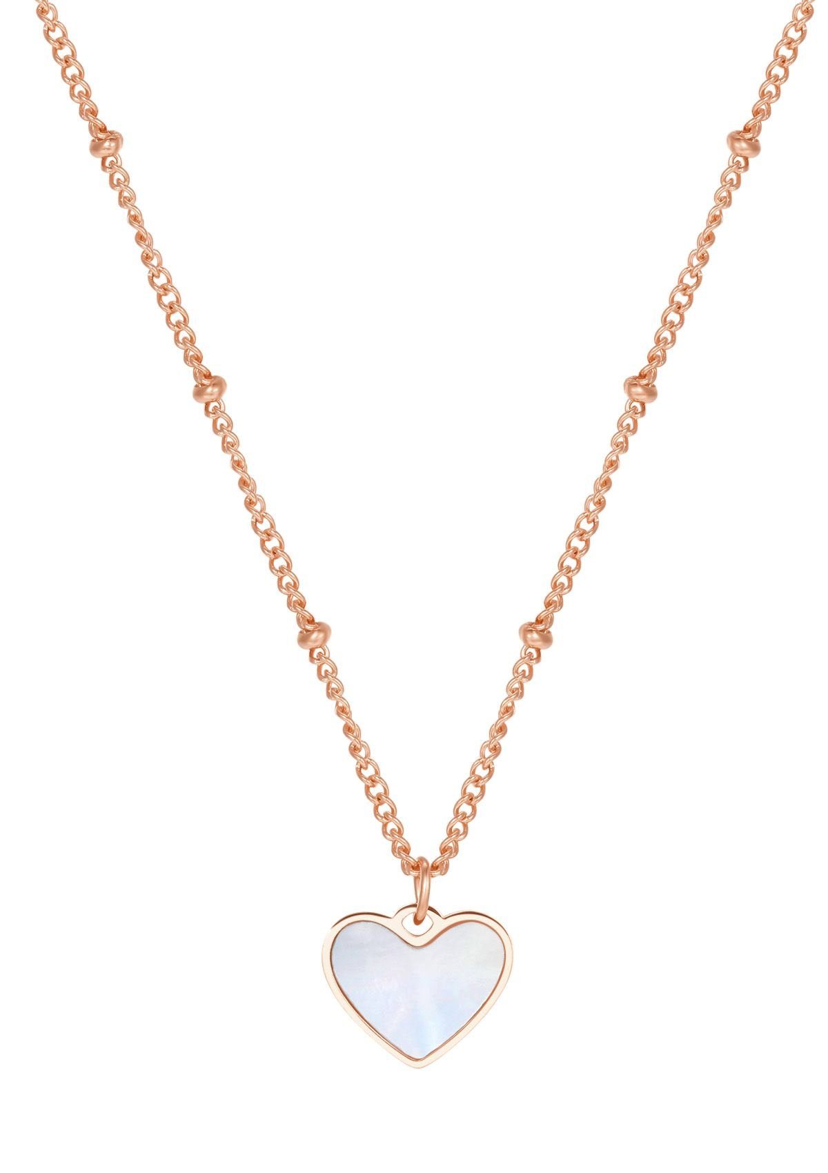 Kette mit Anhänger Herz, Muschelschale Herz Kette Vergoldet 18K Roségold