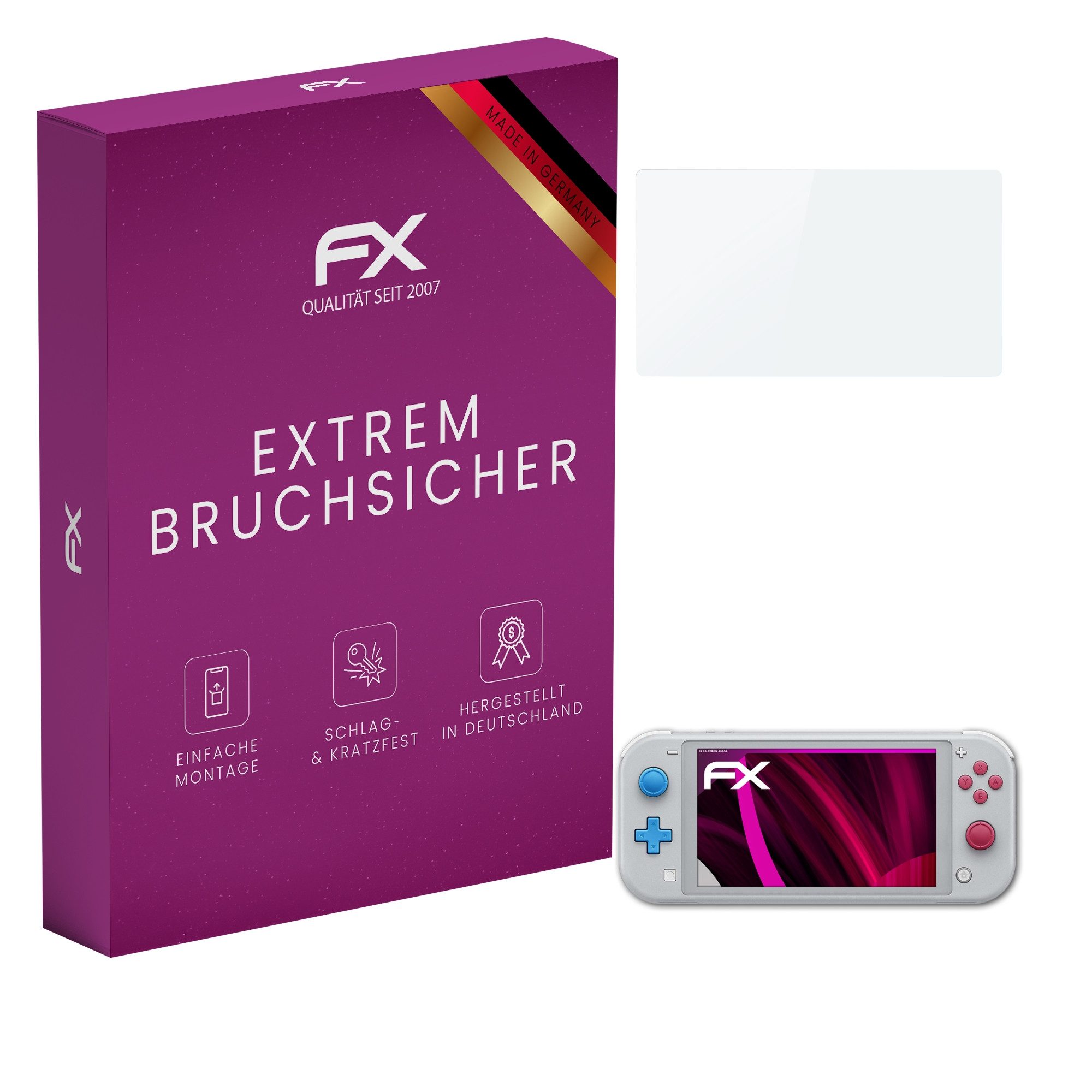 atFoliX Schutzfolie Panzerglasfolie für Nintendo Switch Lite, Ultradünn und superhart