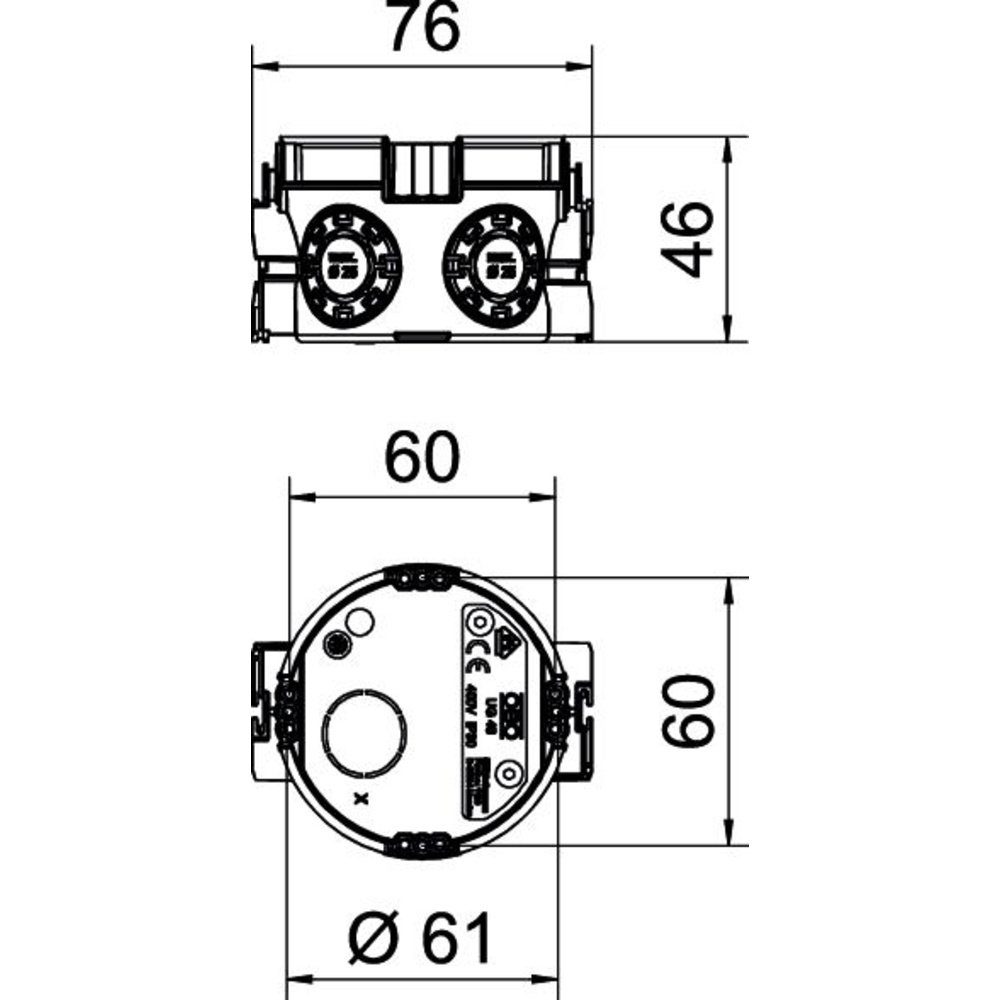 Thumbnail - OBO BETTERMANN Steckdose OBO Bettermann 2003700 Gerätedose (x T) 60 mm x 46 mm 25 St.