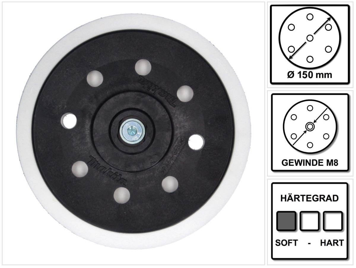 Makita Schleifscheibe Schleifteller Weich für Exzenterschleifer / Schleifmaschine 150 mm M8
