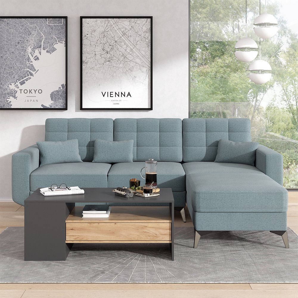 Vicco Couchtisch Fabien, Goldkraft Eiche/Anthrazit, 110 x 60 cm (1-St)