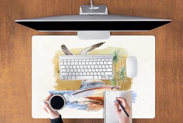 MuchoWow Gaming Mauspad Boot - Vogel - Aquarell (1-St), Büro für Tastatur und Maus, Mousepad Gaming, 90x60 cm, XXL, Großes