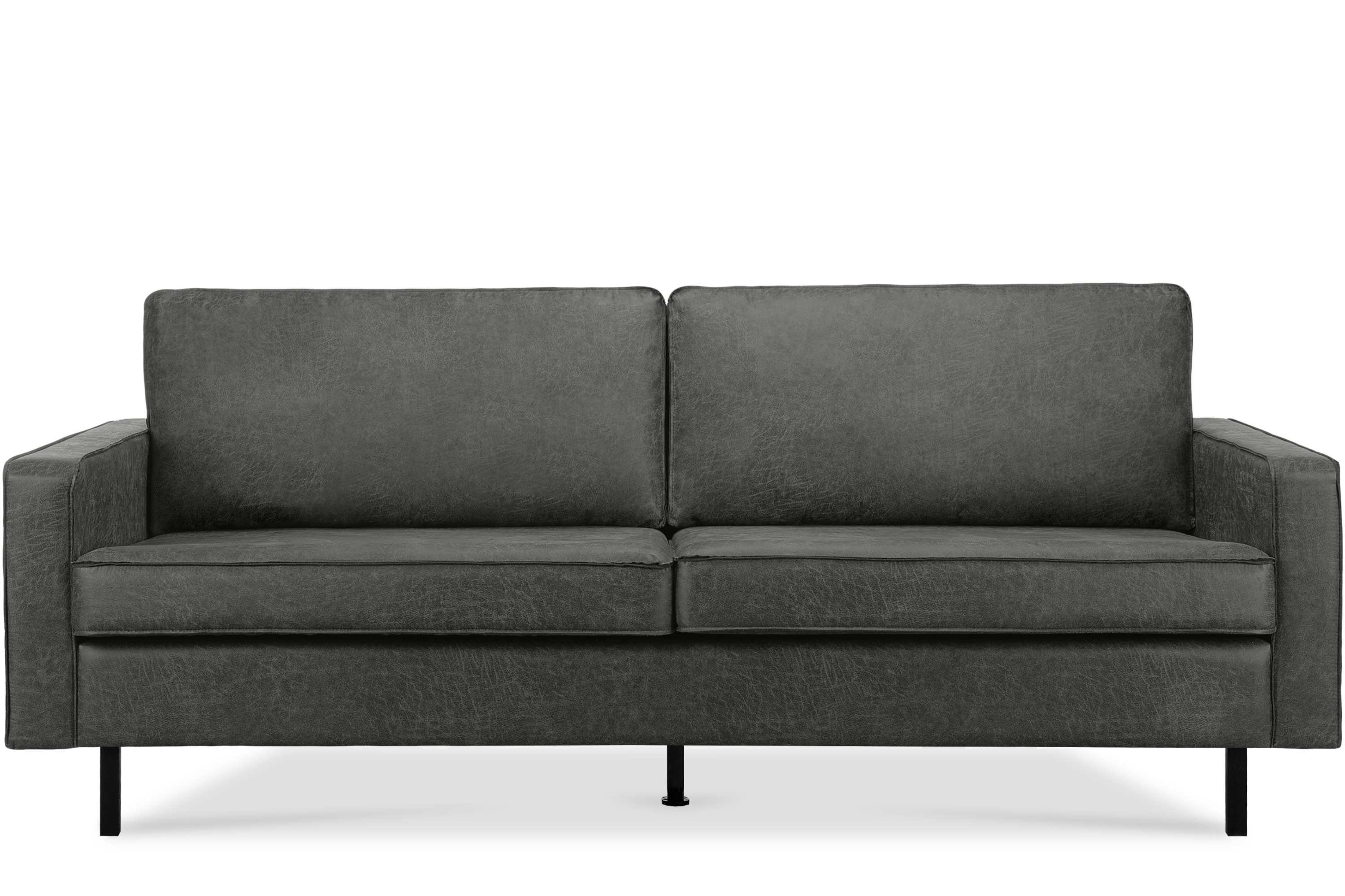 Konsimo 3-Sitzer INVIA Dreisitzer-Sofa, hohen dunkelgrau Echtleder, auf | dunkelgrau | EU Hergestellt Grundschicht: dunkelgrau Metallfüßen, in