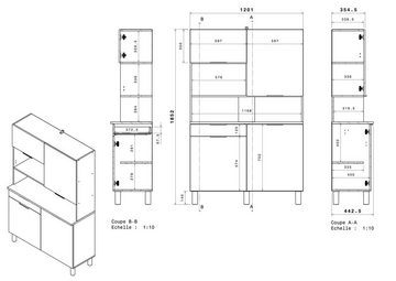 Faizee Möbel Küchenbuffet Buffetschrank Parisot Buffet Set Urban 2 Hochglanz Grau Küchenmöbel (2-St)