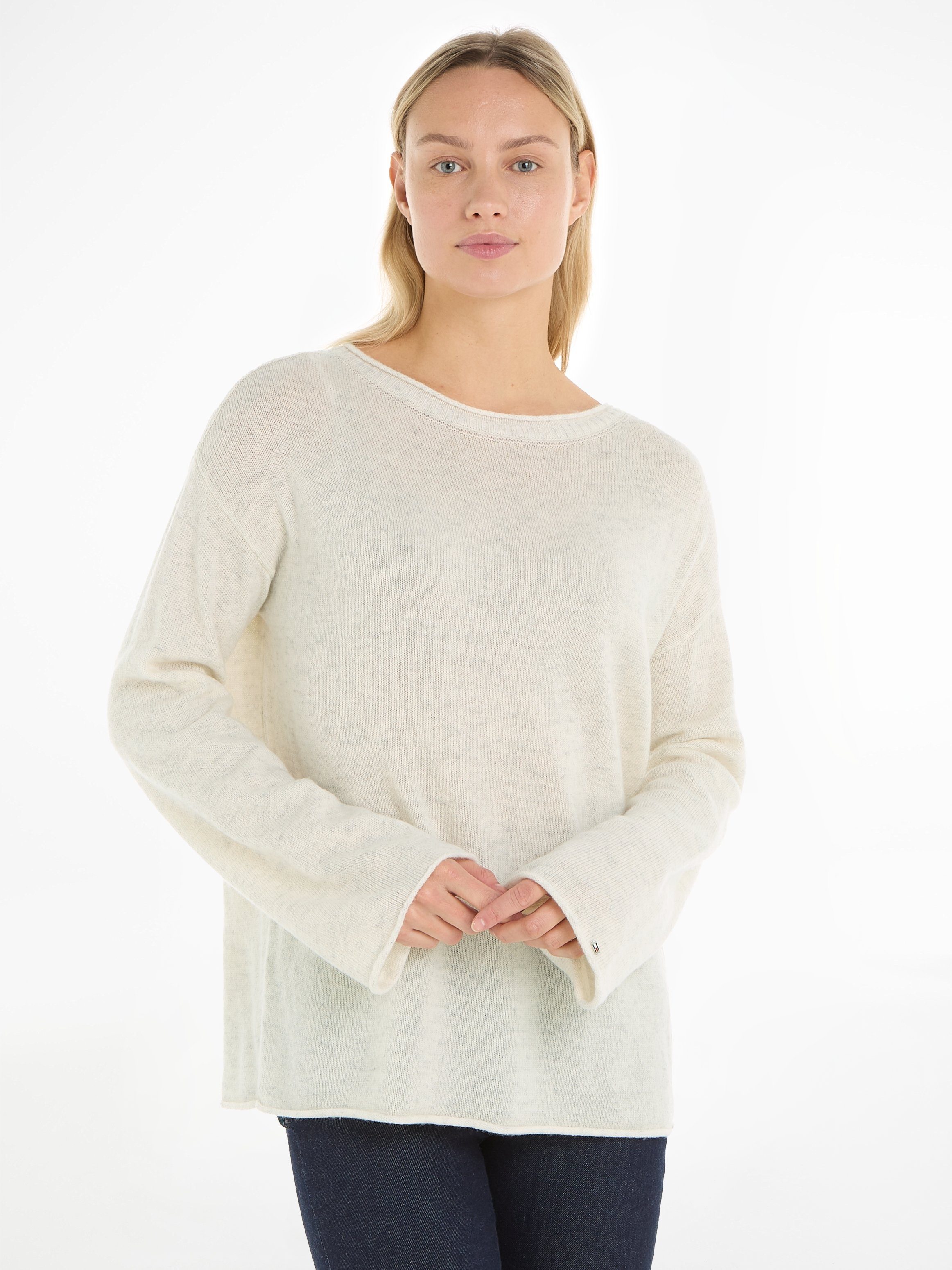 Tommy Hilfiger Strickpullover SOFT WOOL BOAT-NK SWEATER aus weicher Wolle, langlebig, atmungsaktiv &zeitlos, Premium