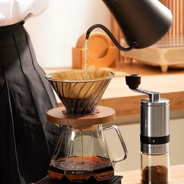 HYIEAR Kaffeemühle Edelstahl-Kaffeemühle, 15,00 g, manuelles Modell mit 6 Einstellstufen, Keramikmahlwerk, Keramik Mahlwerk, inkl. Siebträgeradapter und Reinigungspinsel