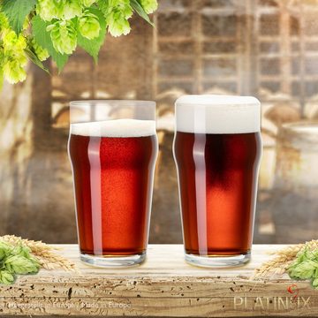 PLATINUX Bierglas Biergläser, Glas, Set 6 Stück 500ml (max. 568ml) Pint Gläser Bierseidel Beer Weizengläser hohes Bierglas