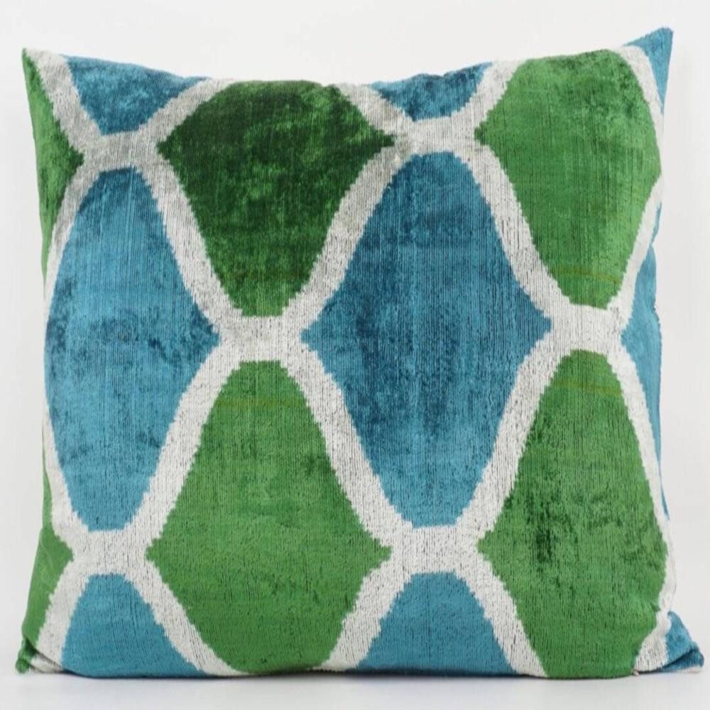 Thanks, A LOT Kissenhülle Thanks A LOT Kissenhülle Silk-Velvet Ocean Tiles Grün-Blau-Offwhite 40