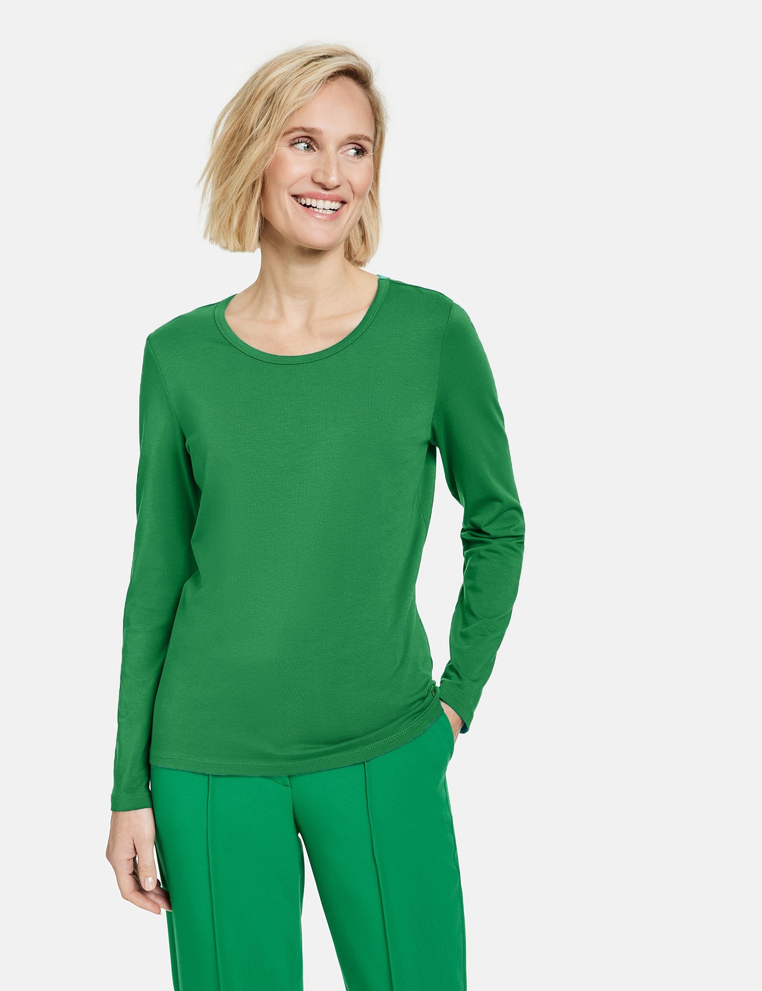 GERRY Langarmshirt Stretchkomfort Langarmshirt Green mit Bright Basic WEBER