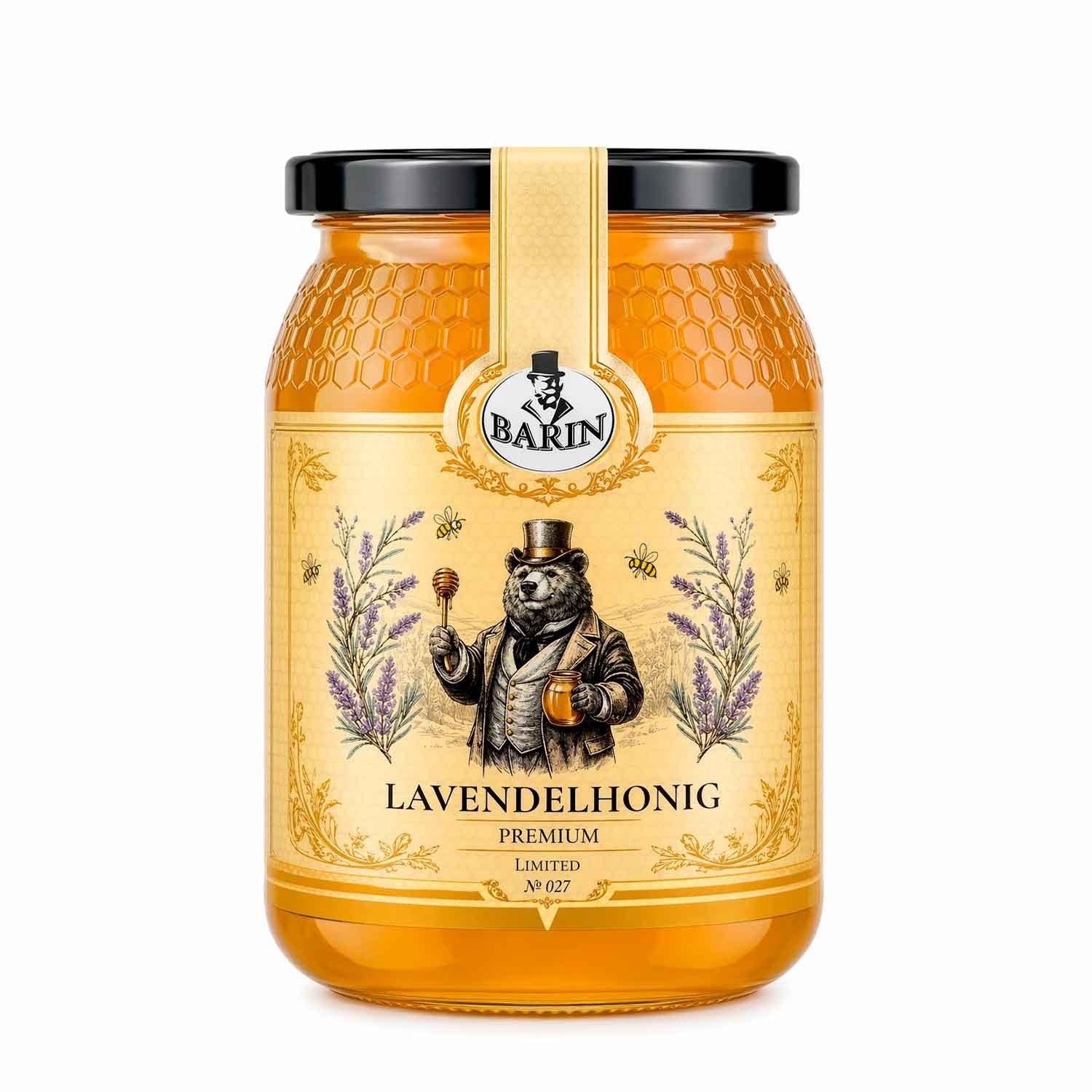BARIN Honig Lavendelhonig Premium, 1 x 500 g, 1 St. (Naturbelassen & ohne Zusatzstoffe, Sanfter blumig-aromatischer Sortenhonig aus Portugal), Im Glas