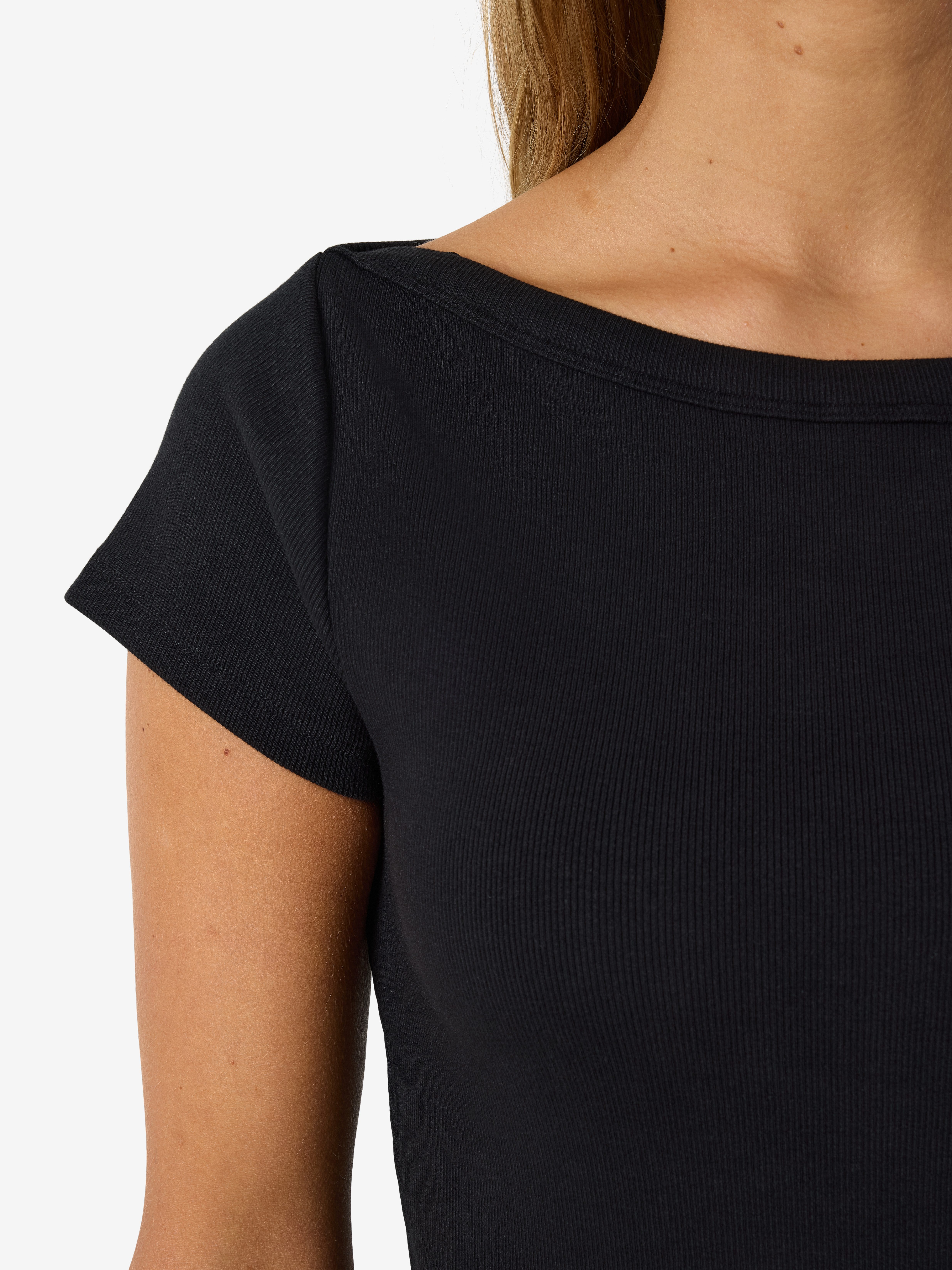 Noisy may Kurzarmshirt NMMAYA S/S BOATNECK TOP NOOS Baumwollmischung, regular fit
