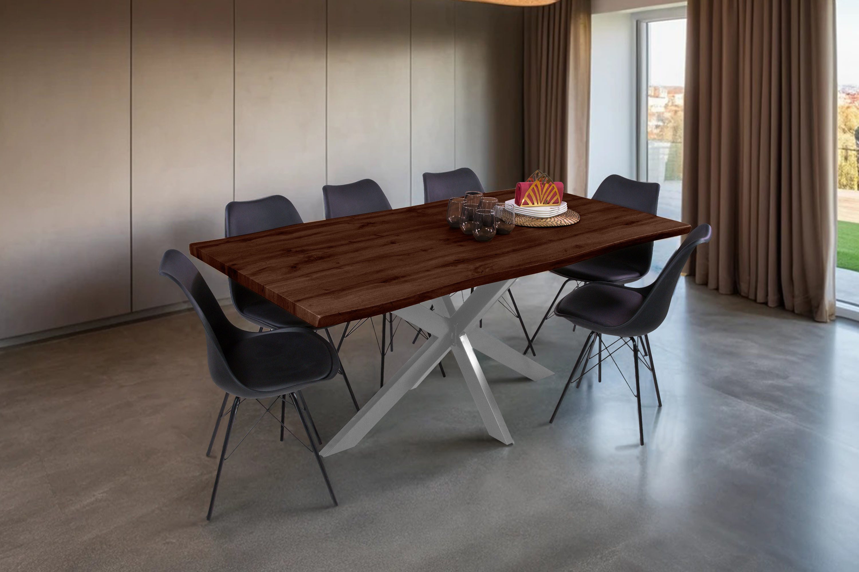 Loreno® Esstisch Josy, verschiedene Holz-Optik, Baumkante, günstig online kaufen