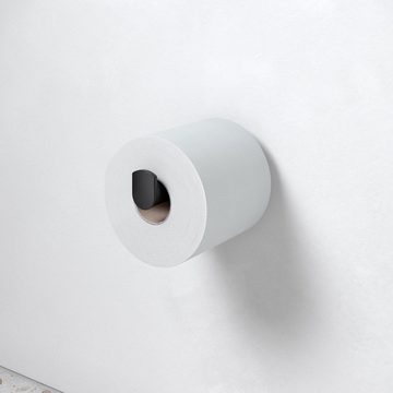 Keuco Toilettenpapierhalter Plan Black Selection (Vormontiert), Ersatzrollenhalter aus Metall, schwarz matt pulverbeschichtet, 1 Rolle