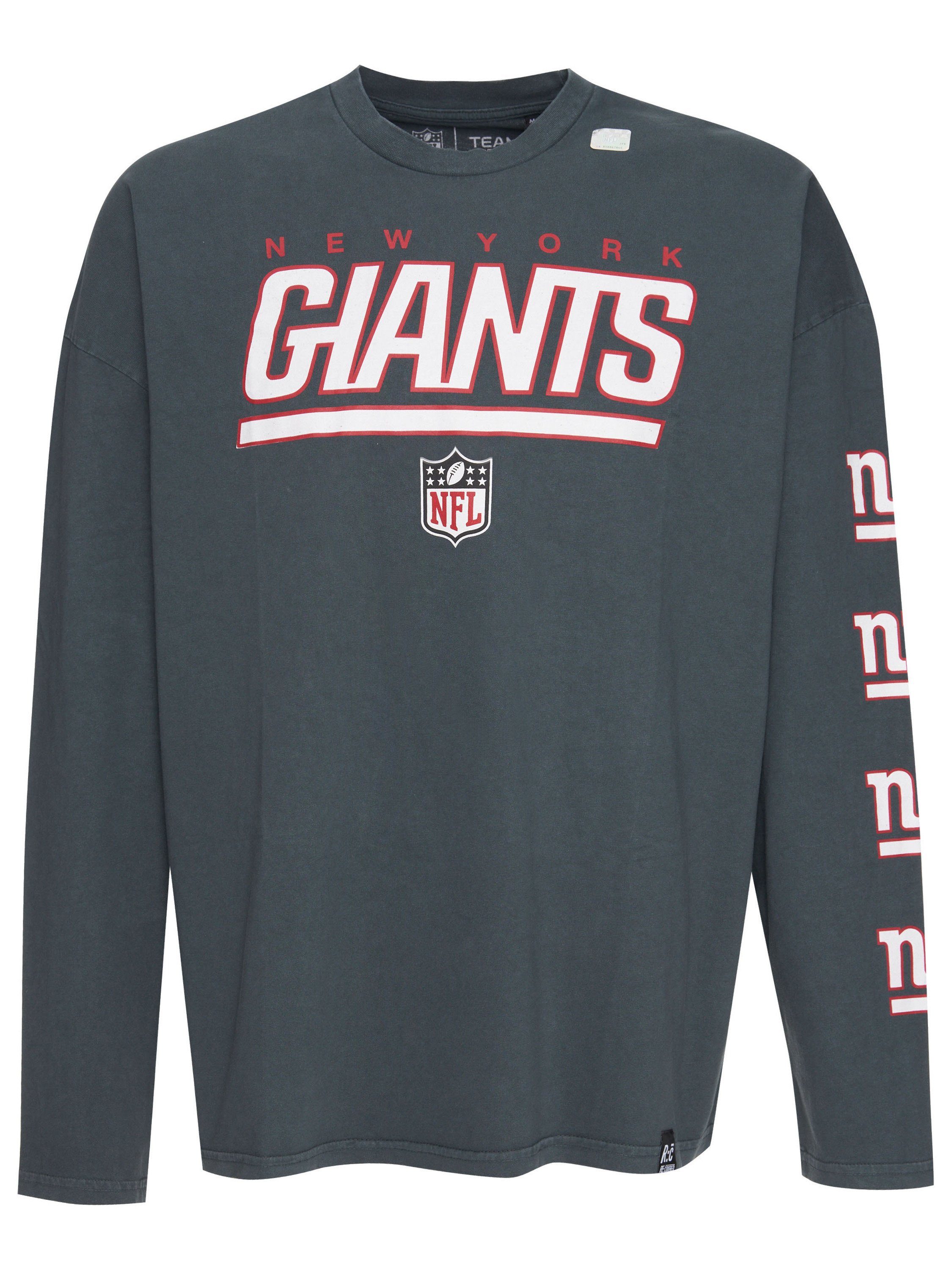 Recovered Langarmshirt GOTS Bio-Baumwolle Giants NFL Washed L/S New Oversized zertifizierte York