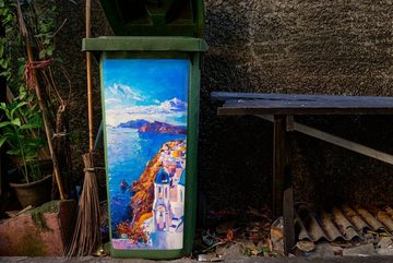MuchoWow Wandsticker Malerei - Griechenland - Wasser - Öl (1 St), Mülleimer-aufkleber, Mülltonne, Sticker, Container, Abfalbehälter