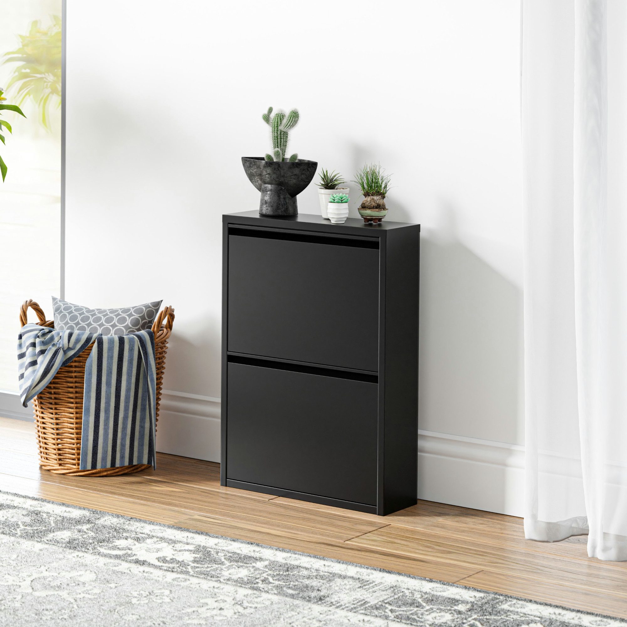 en.casa Schuhschrank »Sokndal« mit 2 Klappen Metall Schwarz