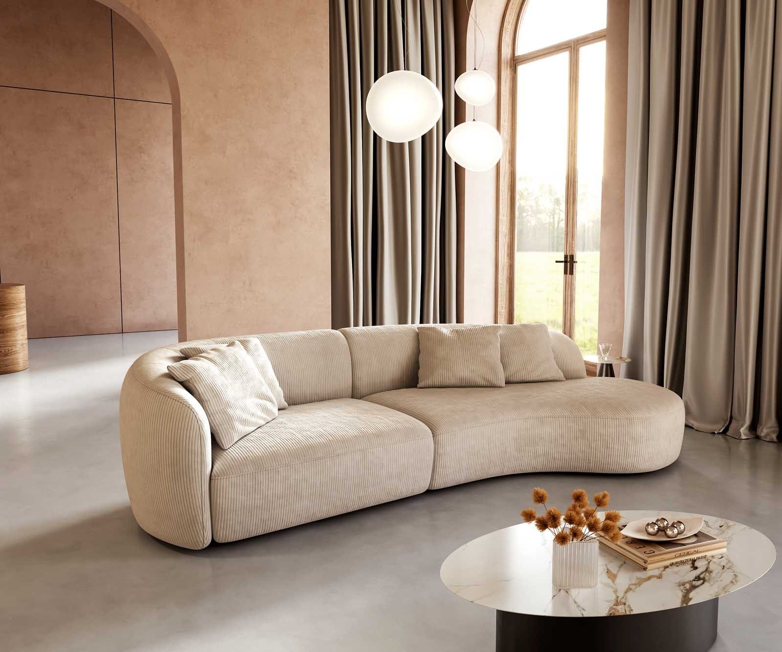 DELIFE Big-Sofa Mairi, Cord Beige 330x160 cm
