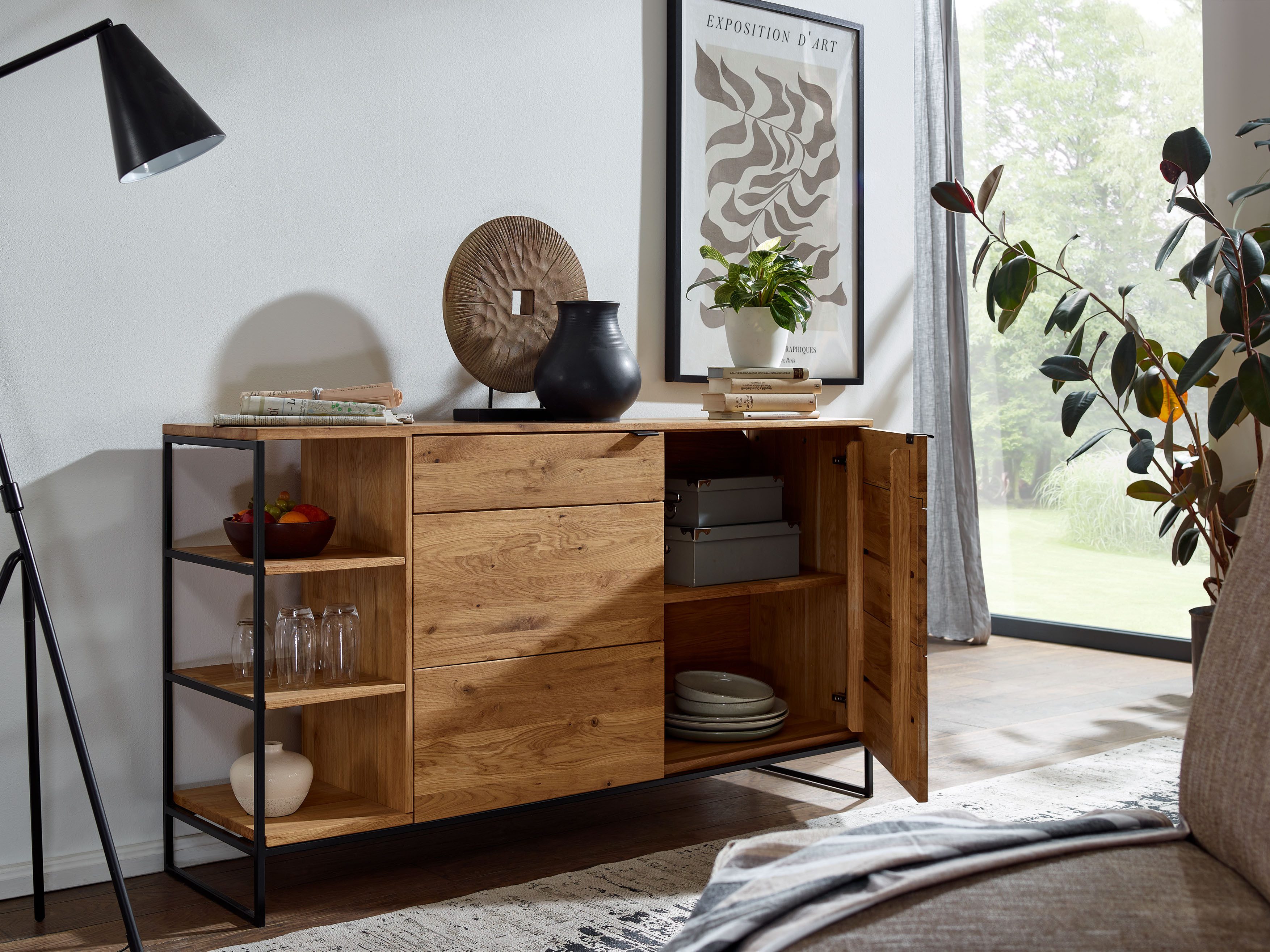 Woodroom Sideboard Siona (Wildeiche massiv geölt 150x85x40 cm), Kommode, Anrichte