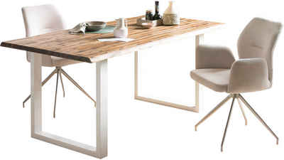SalesFever Essgruppe, (Set, 5-tlg), Tischplatte mit rauer Balken-Oberfläche, Rücken mit Rautensteppung