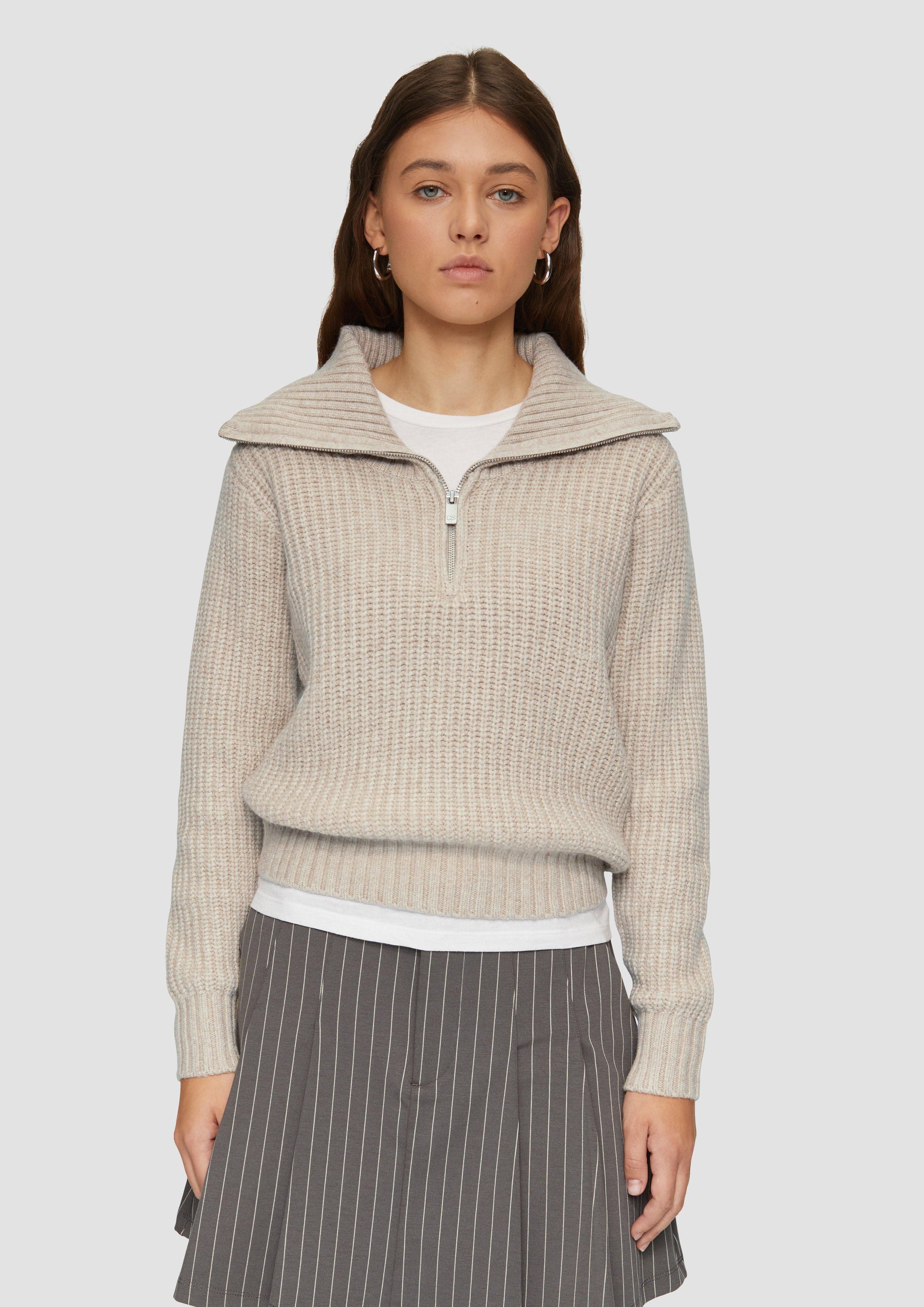 QS Strickpullover Strickpullover mit Troyer-Kragen Reißverschluss günstig online kaufen