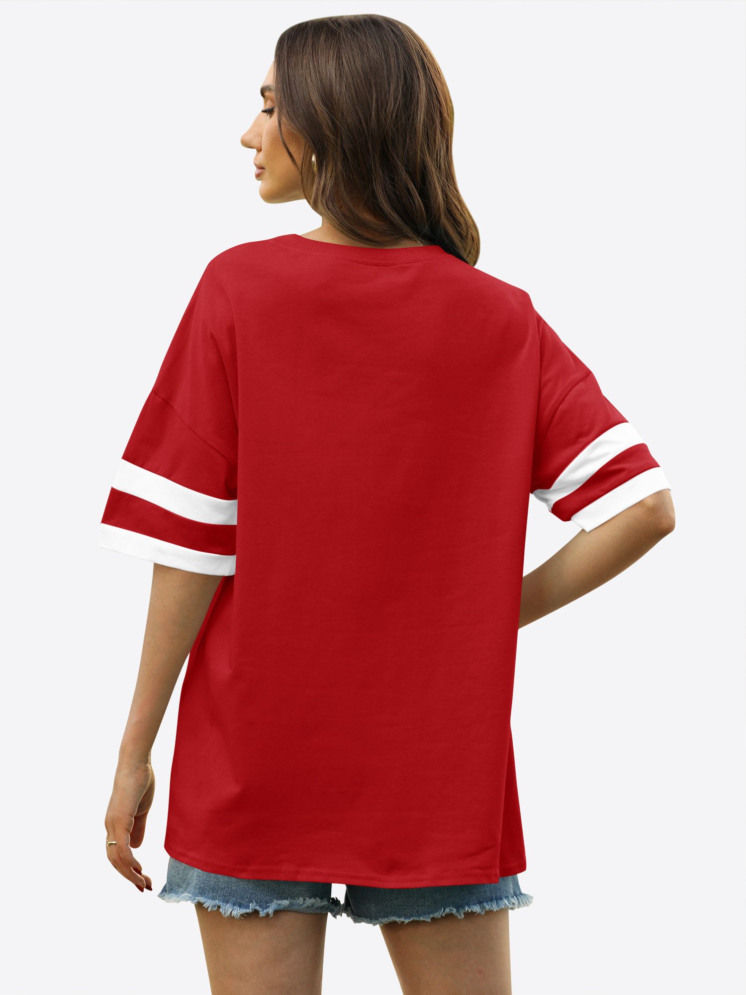 Imily Bela Kurzarmshirt Oversized T-Shirt Rundhalsausschnitt Loose Lässig ( günstig online kaufen