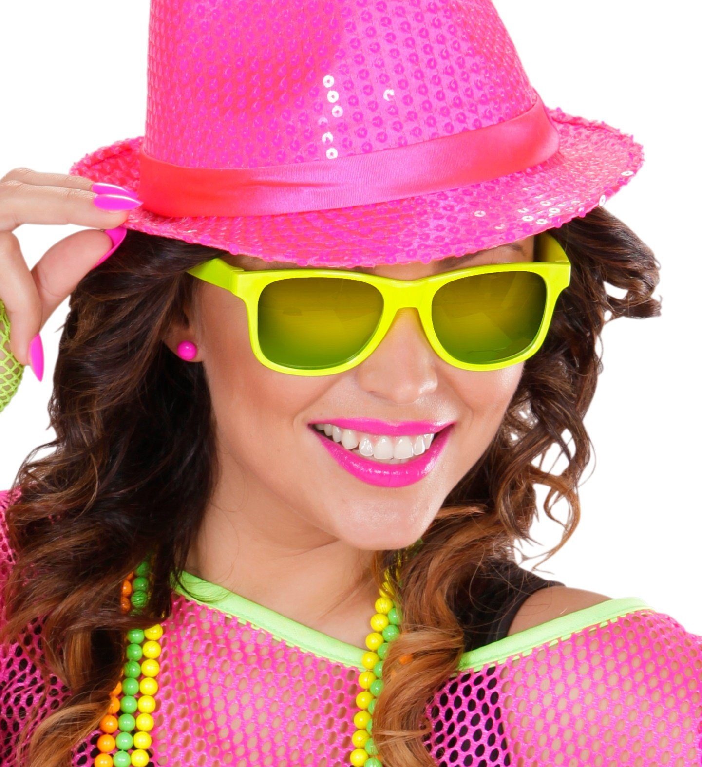 Widmann S.r.l. Verkleidungsmaske 80er Jahre Brille mit Revo Gläsern, Neon Gelb