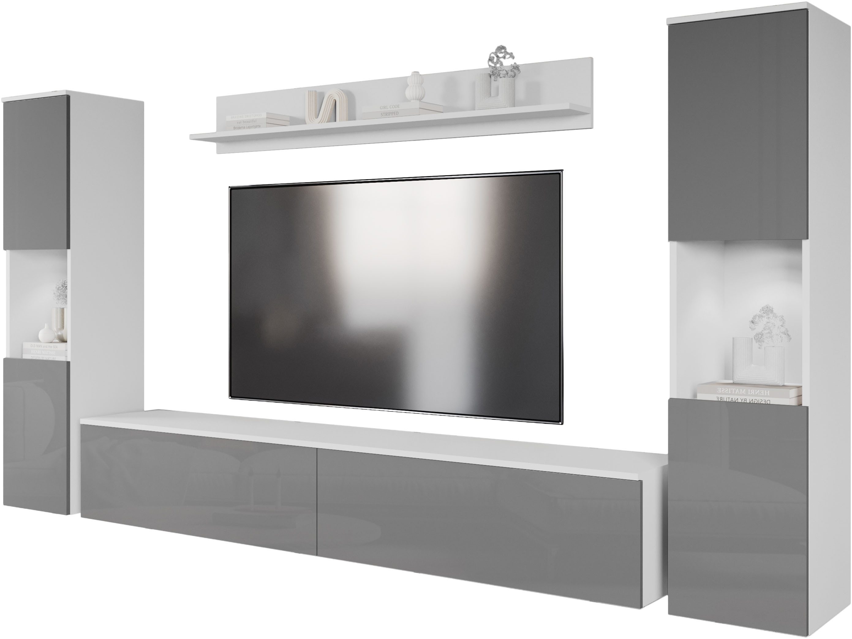 INOSIGN Wohnwand PARIS, Vitrine Türanschlag links/rechts wechselbar, (Kompl günstig online kaufen