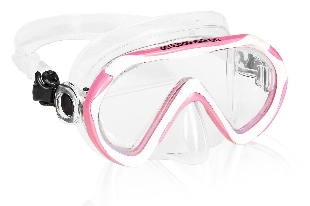 AQUAZON Taucherbrille BEACH, Schnorchelbrille für Kinder 7-12 Jahre, Silikon Pink white Junior