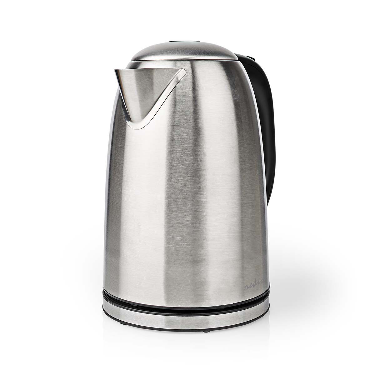 Nedis Wasserkocher KAWK350EAL, 2.7 l, 2200 W, Edelstahl, 360° drehbar, verdecktes Heizelement, Trockengehschutz