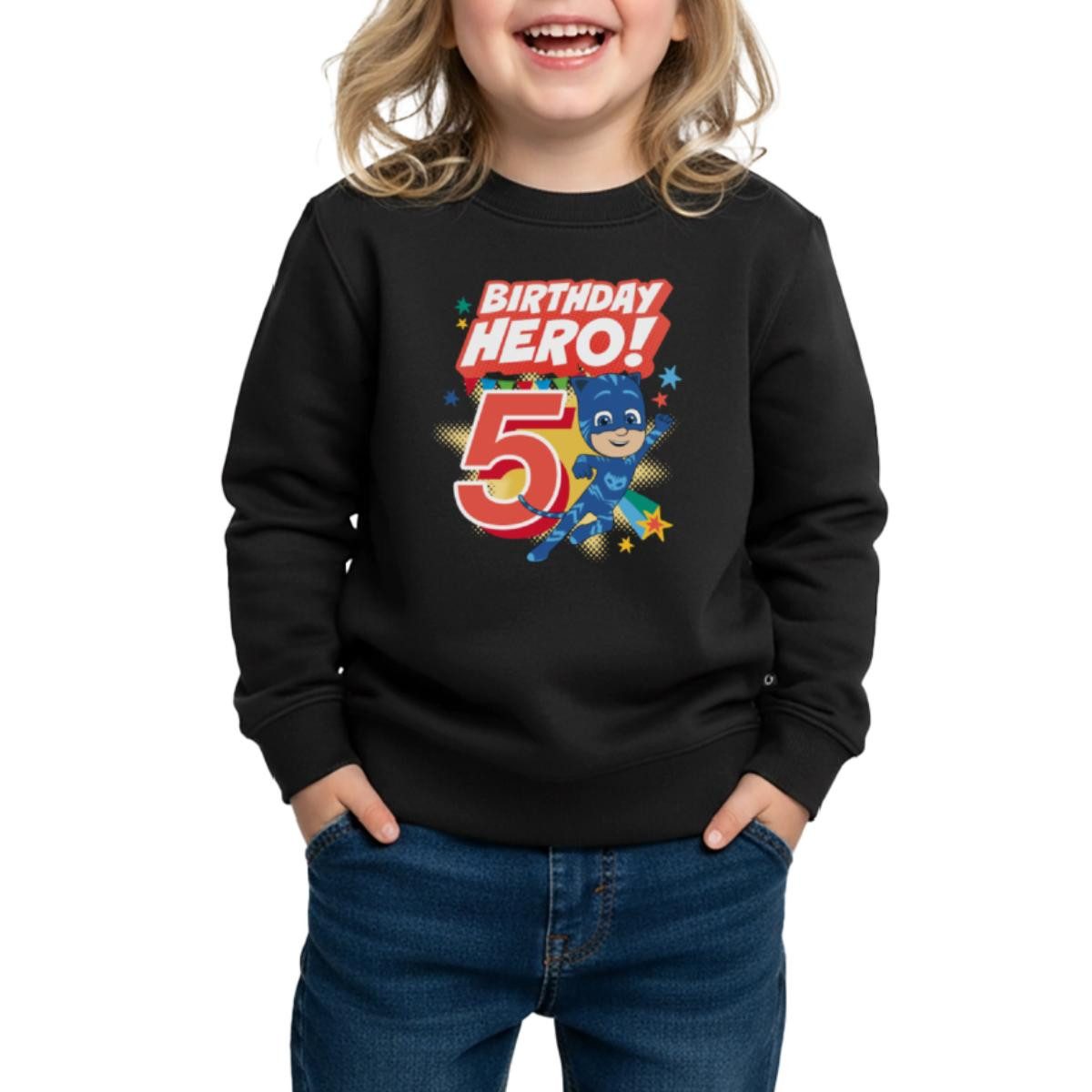 Spreadshirt Sweatshirt PJ Masks Catboy Birthday Hero 5. Geburtstag Kinder Premium Pullover (1-tlg)