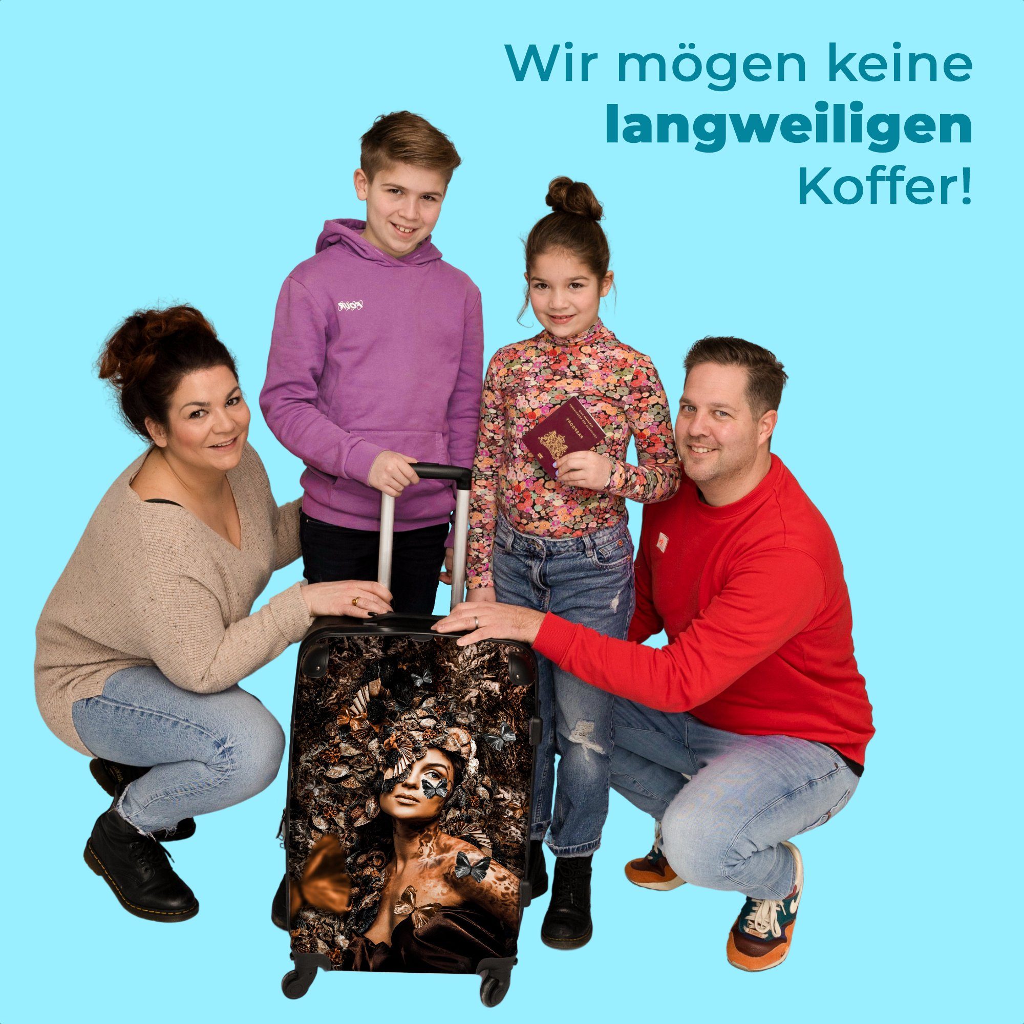 - mit Reisekoffer - - 4 - Henna Luxus, Aufgabegepäck Rollkoffer 67x43x25cm - Frau Trolley Rollen, Blumen Schmetterlinge Große Rollen NoBoringSuitcases.com© Koffer 4