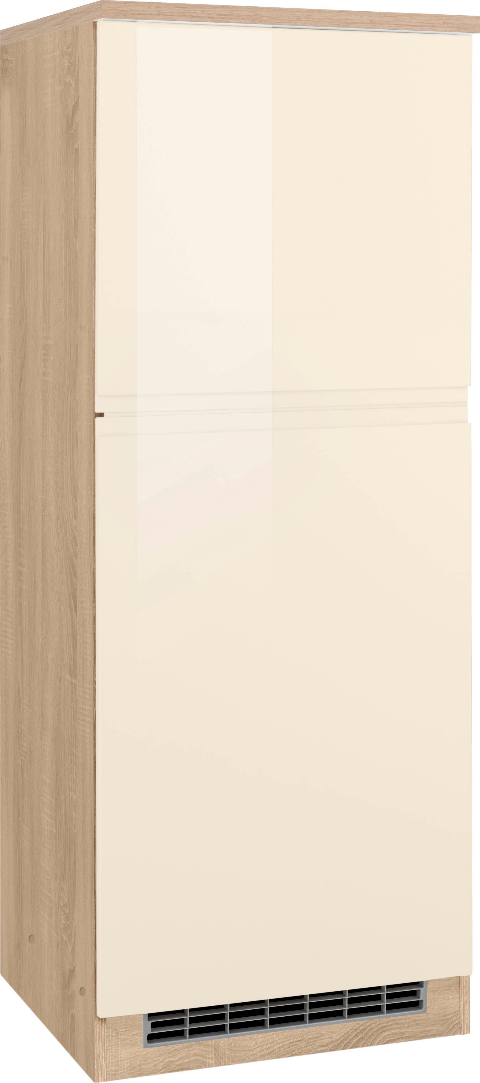 HELD MÖBEL Kühlumbauschrank Virginia 165 cm hoch, 60 cm breit, Nische für Kühlschrank: 56/88/55 cm, 2 Türen creme Hochglanz | eiche sonoma